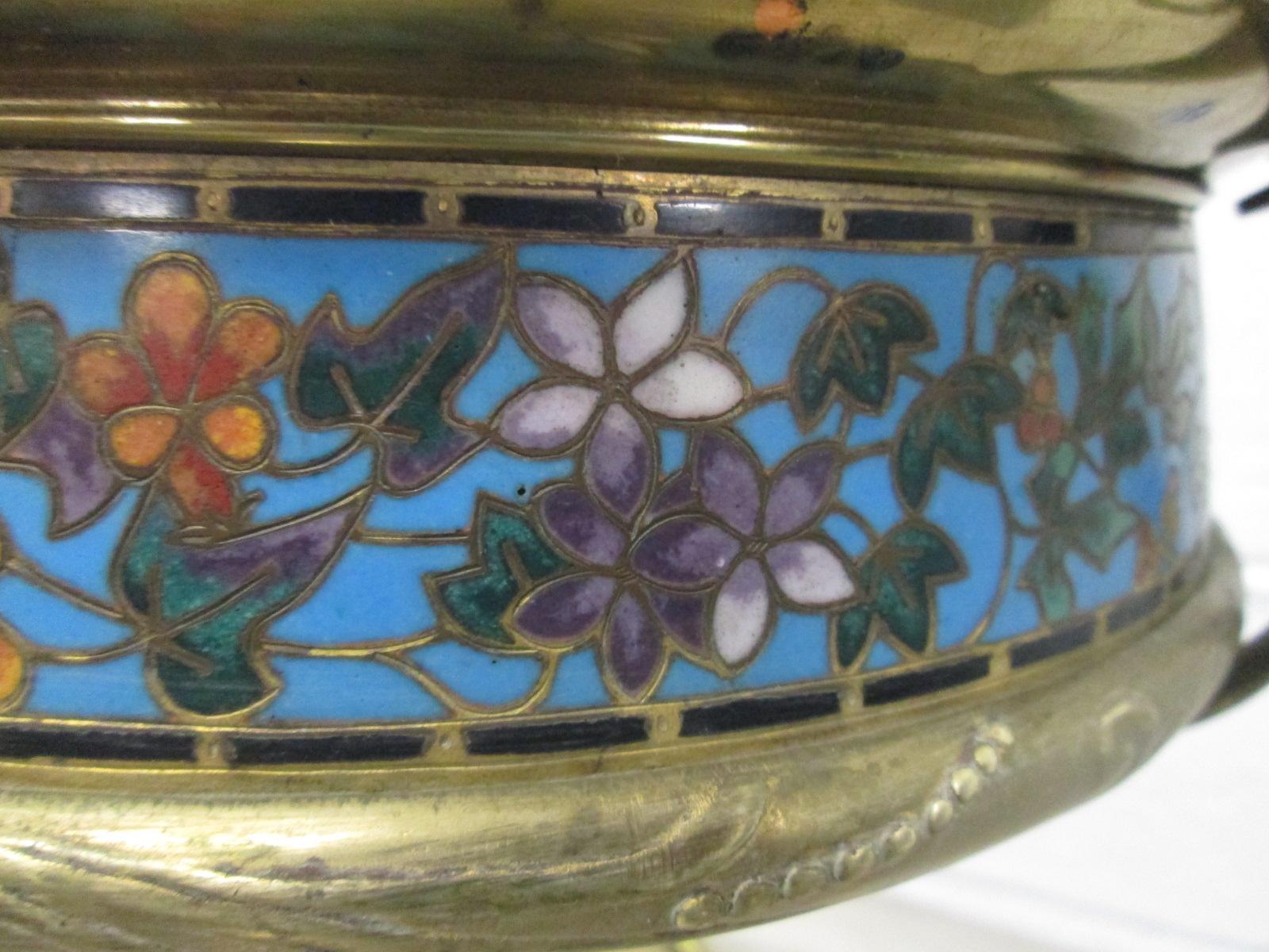 Bronze Cloisonné Centerpiece Bowl In Good Condition For Sale In New York, NY