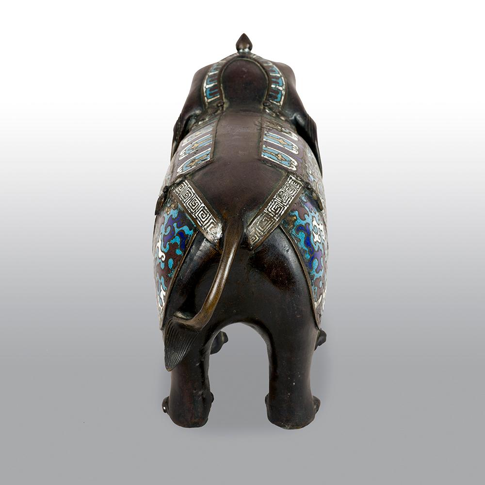 Bronze Champlevé  Enamel Elephant For Sale 5