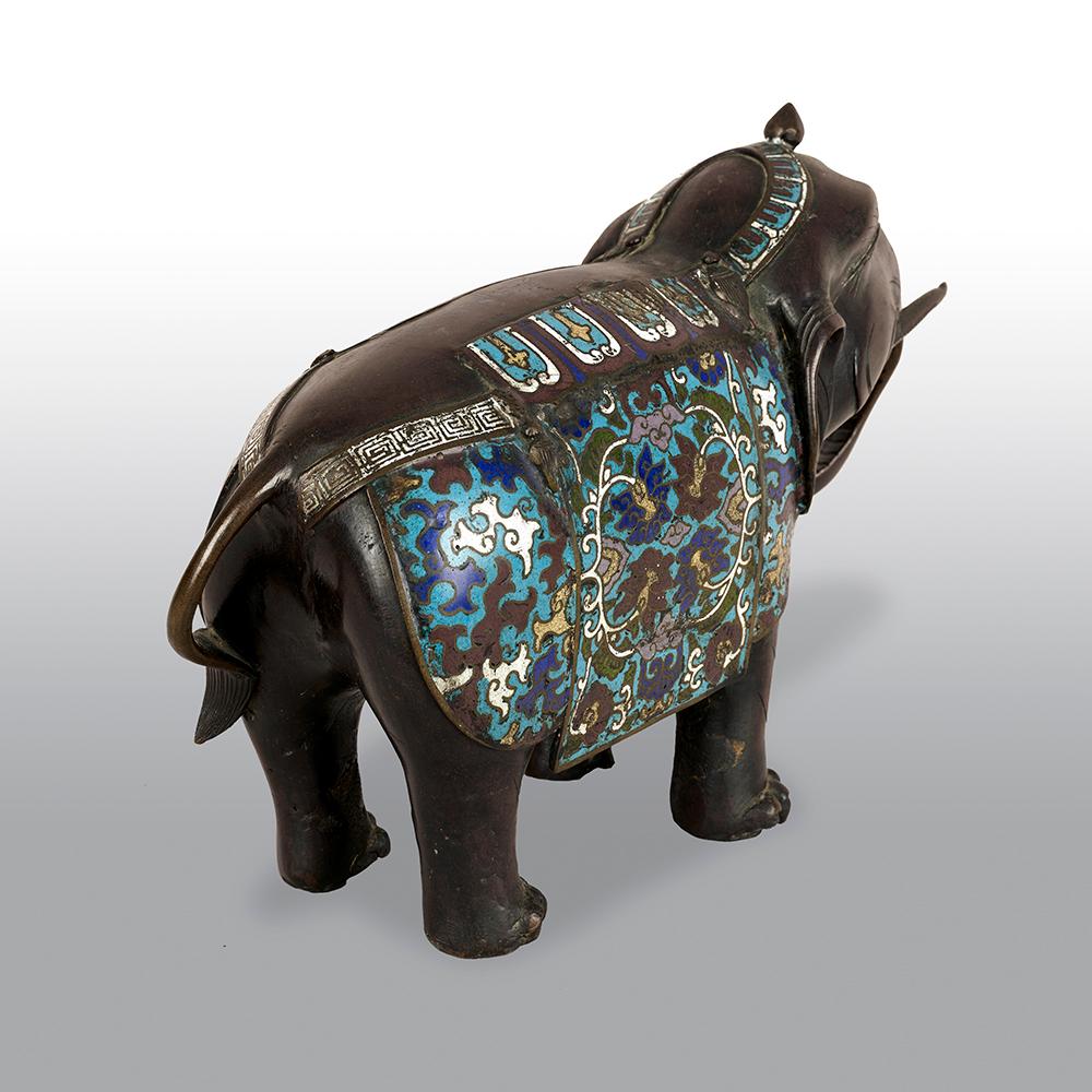 Bronzo Champlevé  Elefante smaltato in vendita 6