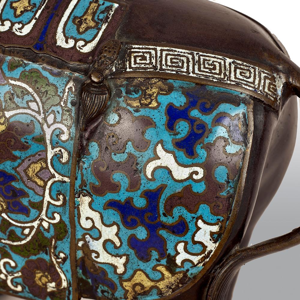 Bronzo Champlevé  Elefante smaltato in vendita 9