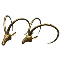 Couchtischsockel aus Bronze mit 2 Ibex- oder Mouflon-Kopfleisten, französisches Werk von Alain Chervet