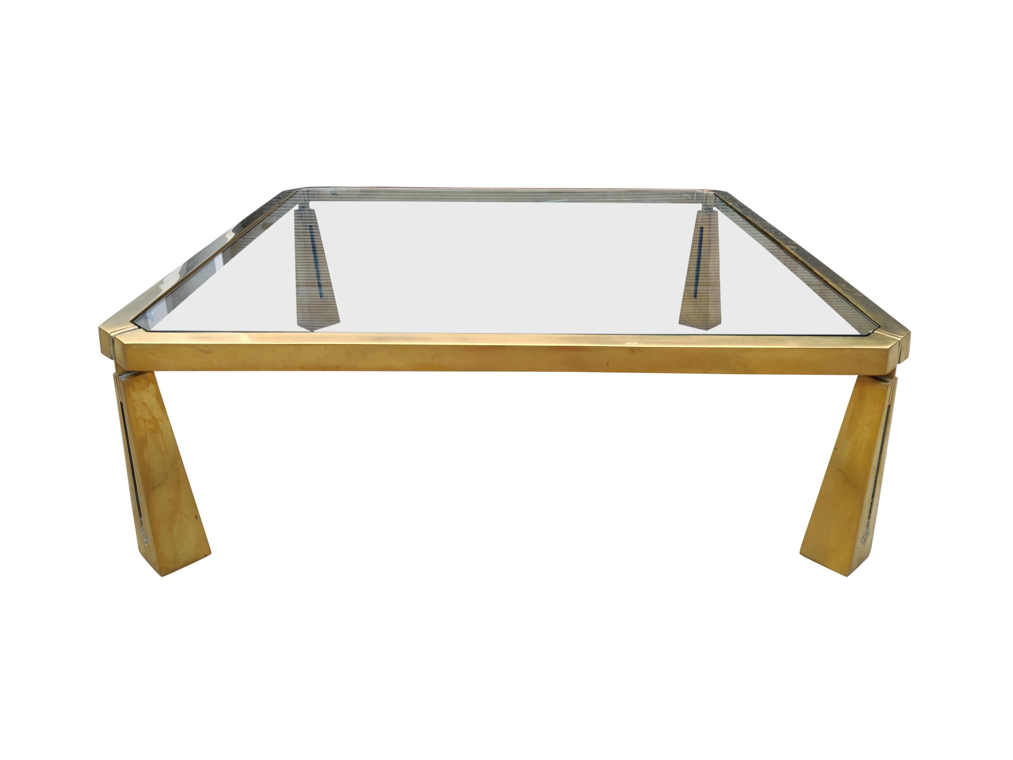 Brutalist Bronze Coffee Table by Peter Ghyczy, 1970s