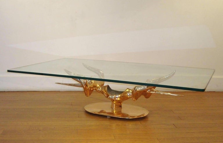 Aesthetic Movement Bronze Coffee Table by Victor Roman, 1974 For Sale