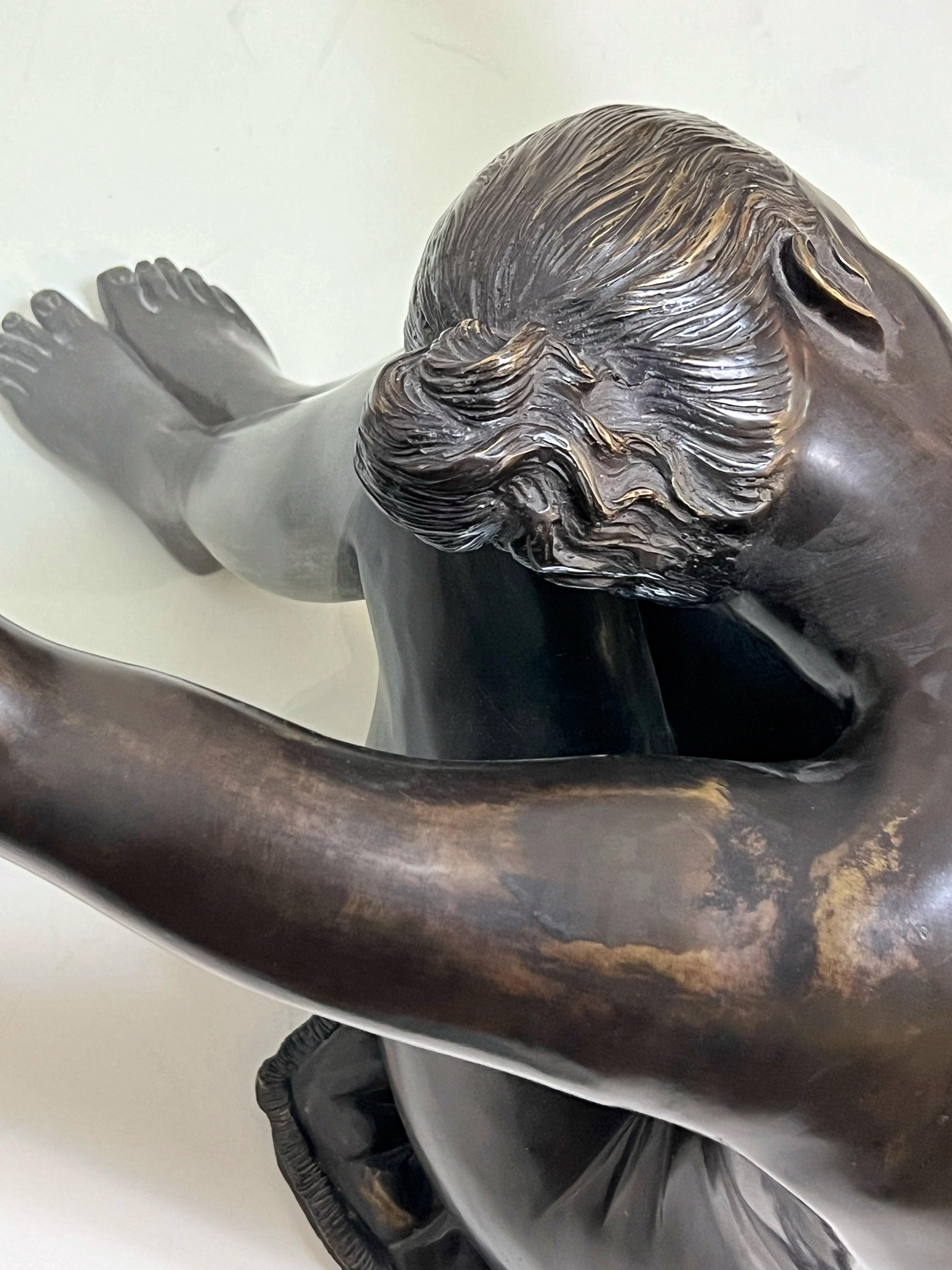 Bronze Coffee Table of Nude Holding a Glass Top 4