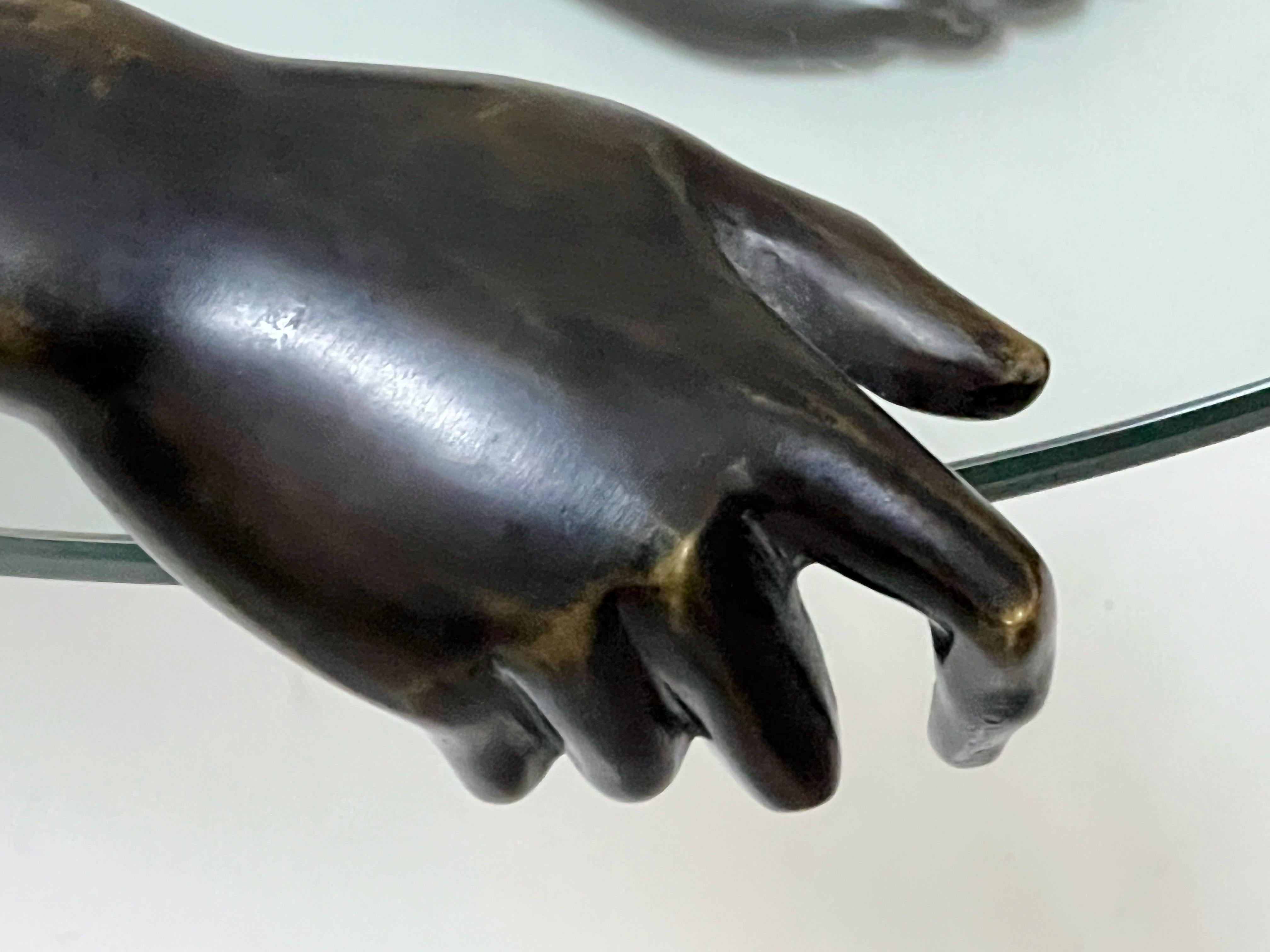 Bronze Coffee Table of Nude Holding a Glass Top In Good Condition In Miami, FL
