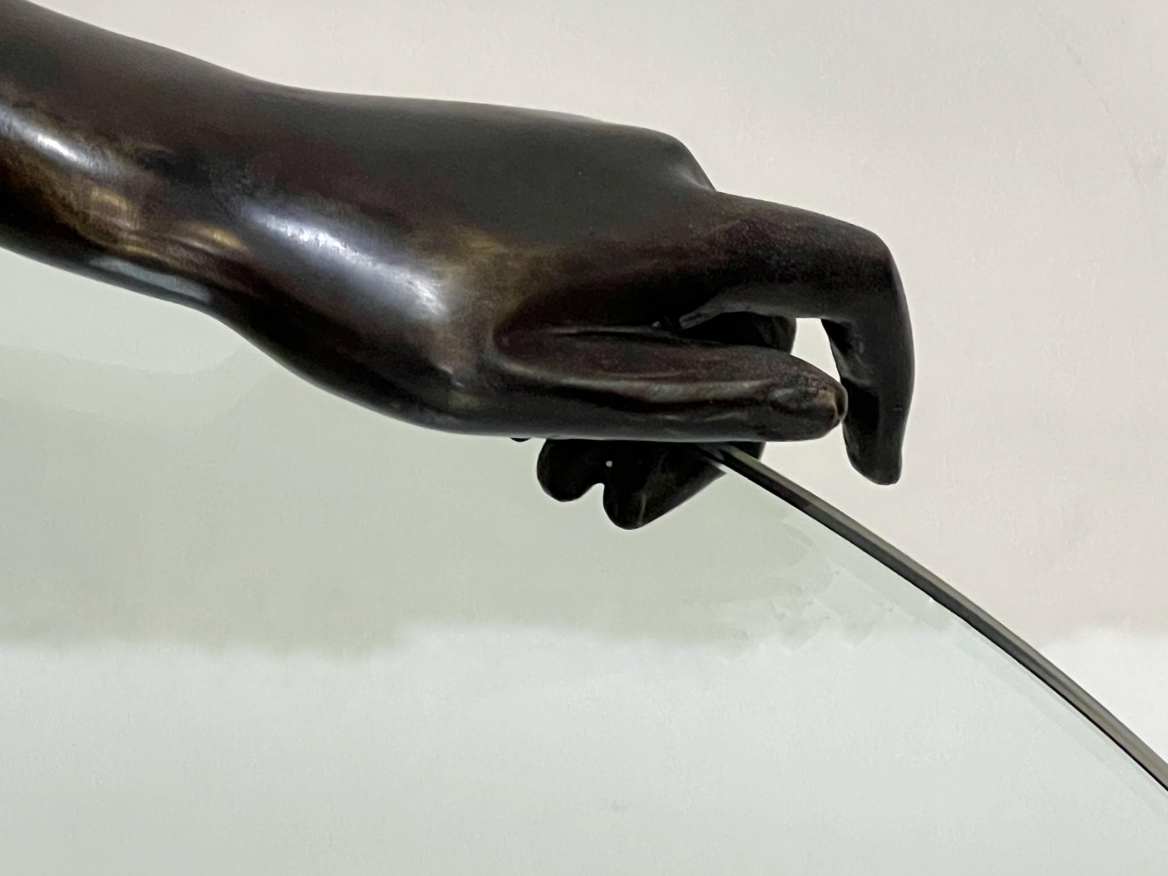 Late 20th Century Bronze Coffee Table of Nude Holding a Glass Top