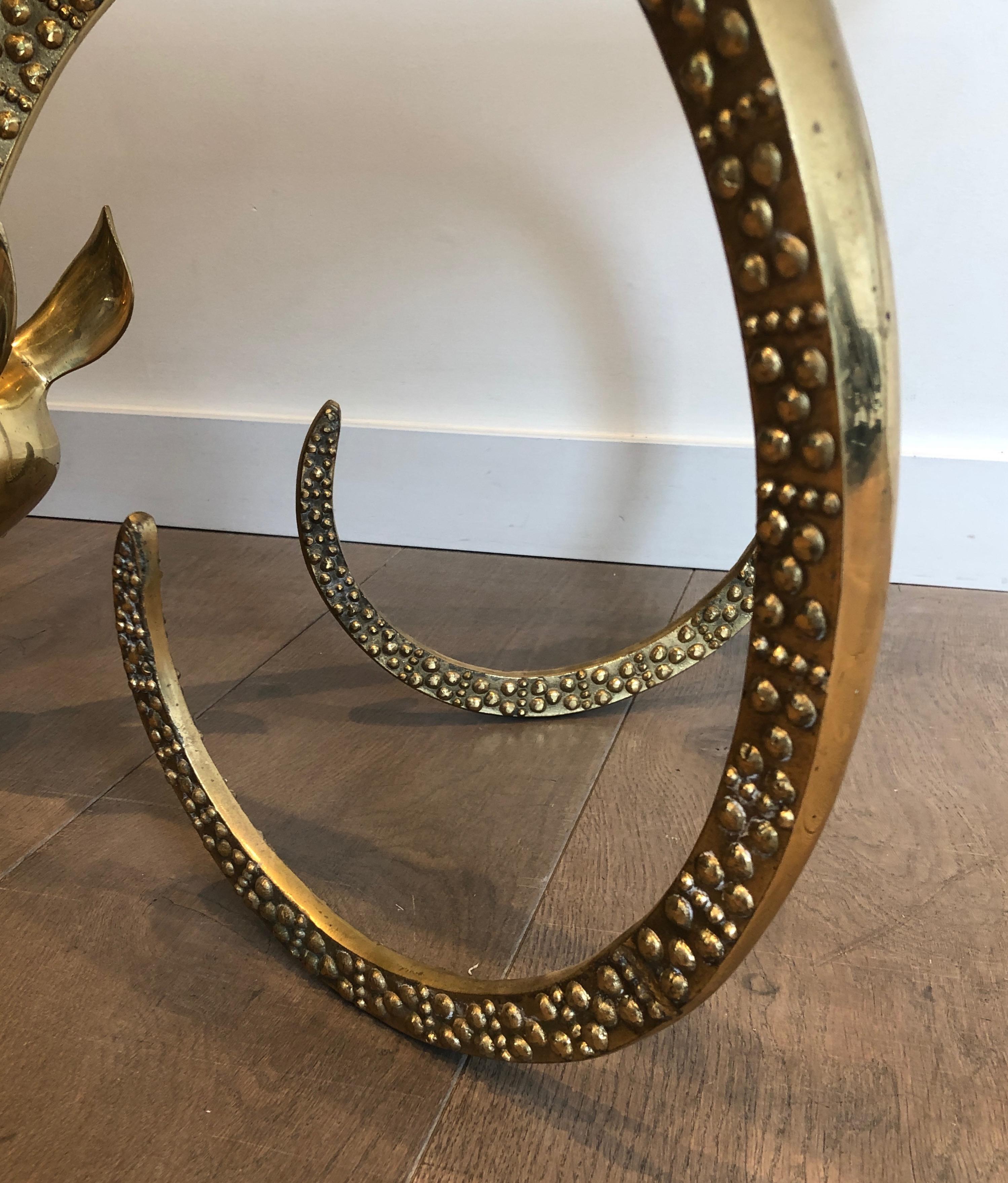 Bronze Coffee Table Representing 2 Ibex Heads, French Work by Alain Chervet, Cir 5