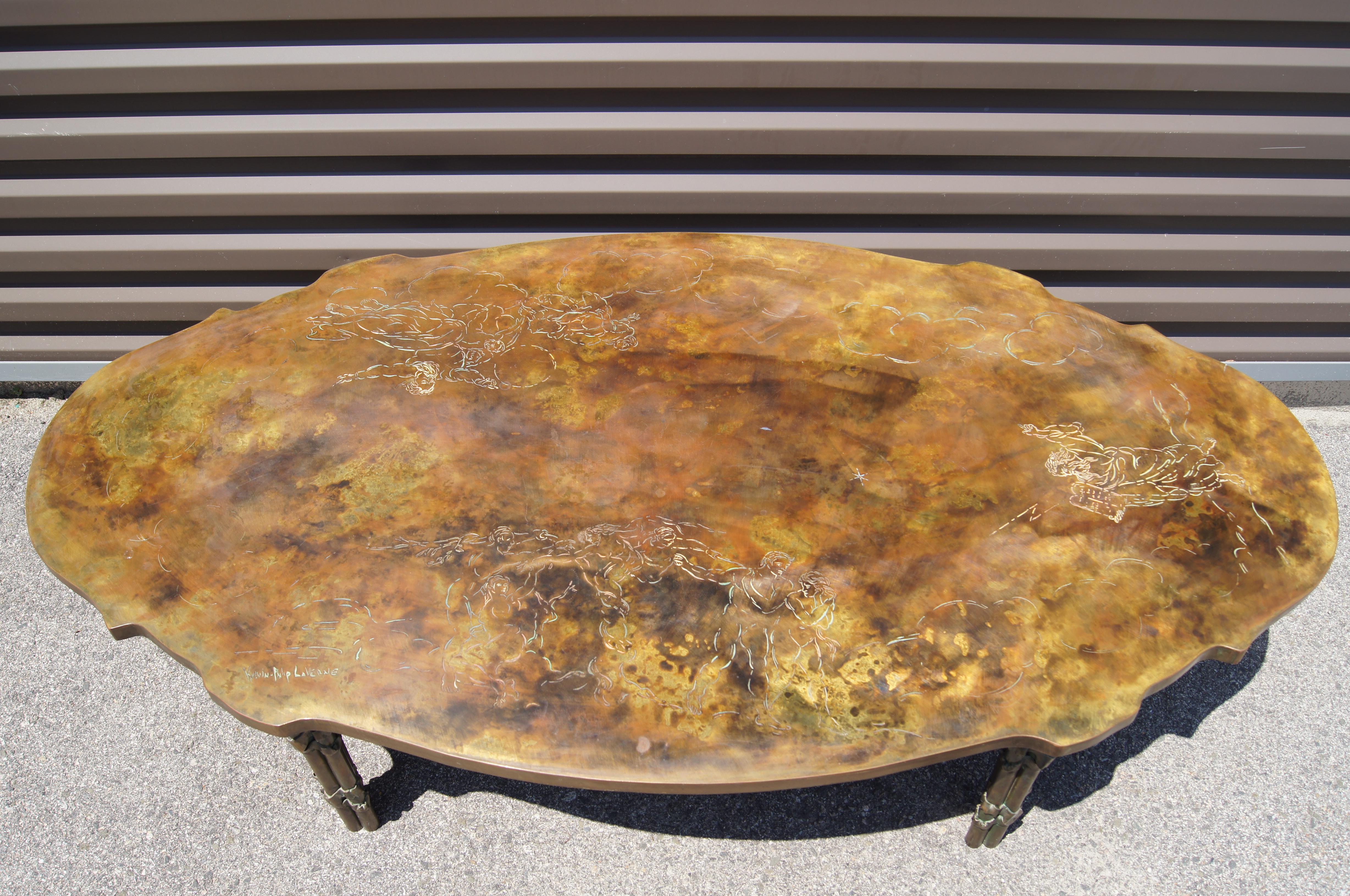 Mid-20th Century Bronze Coffee Table by Philip and Kelvin LaVerne For Sale