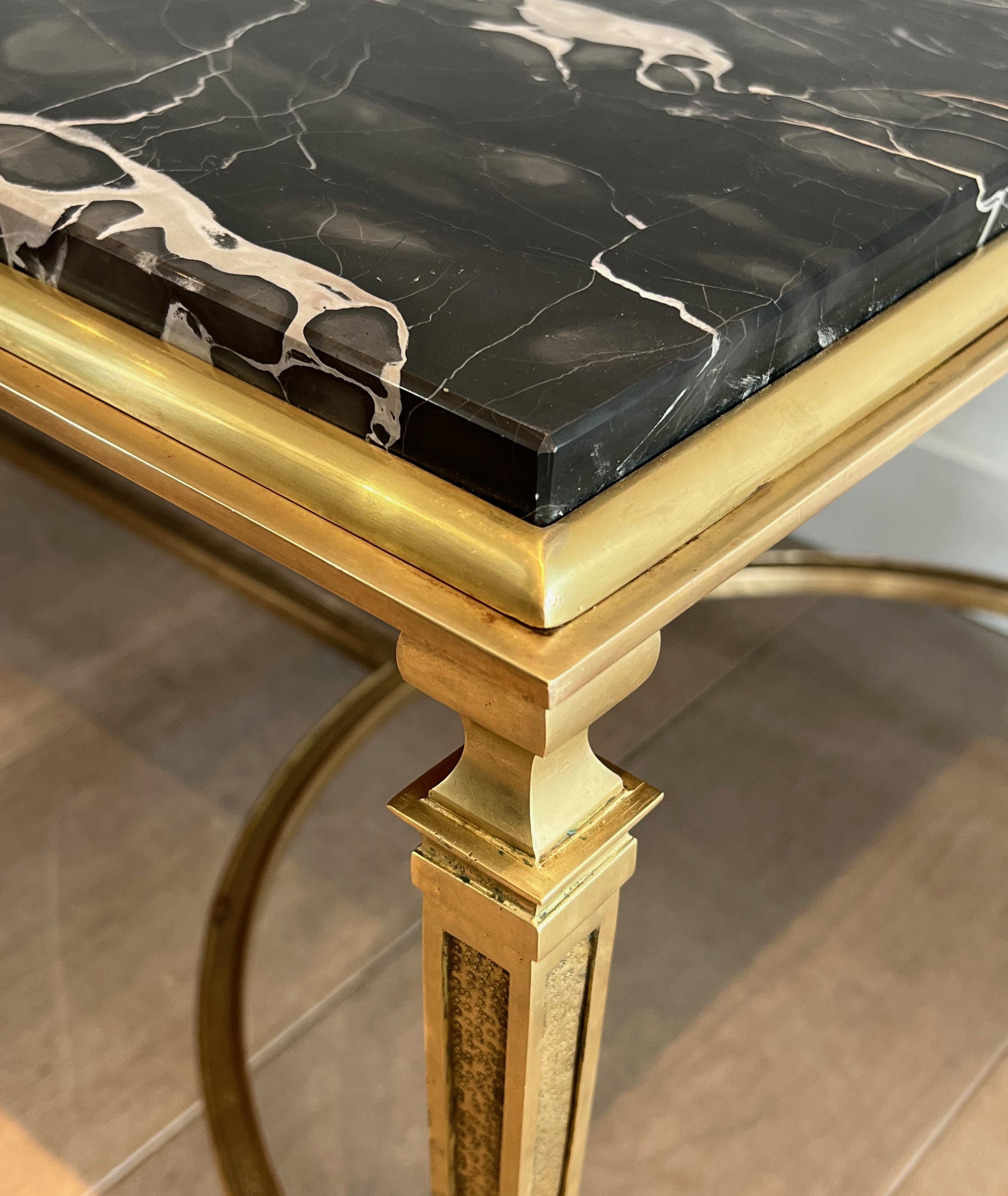Bronze Coffee Table with Black Portor Marble Top in the style of Maison Jansen For Sale 4