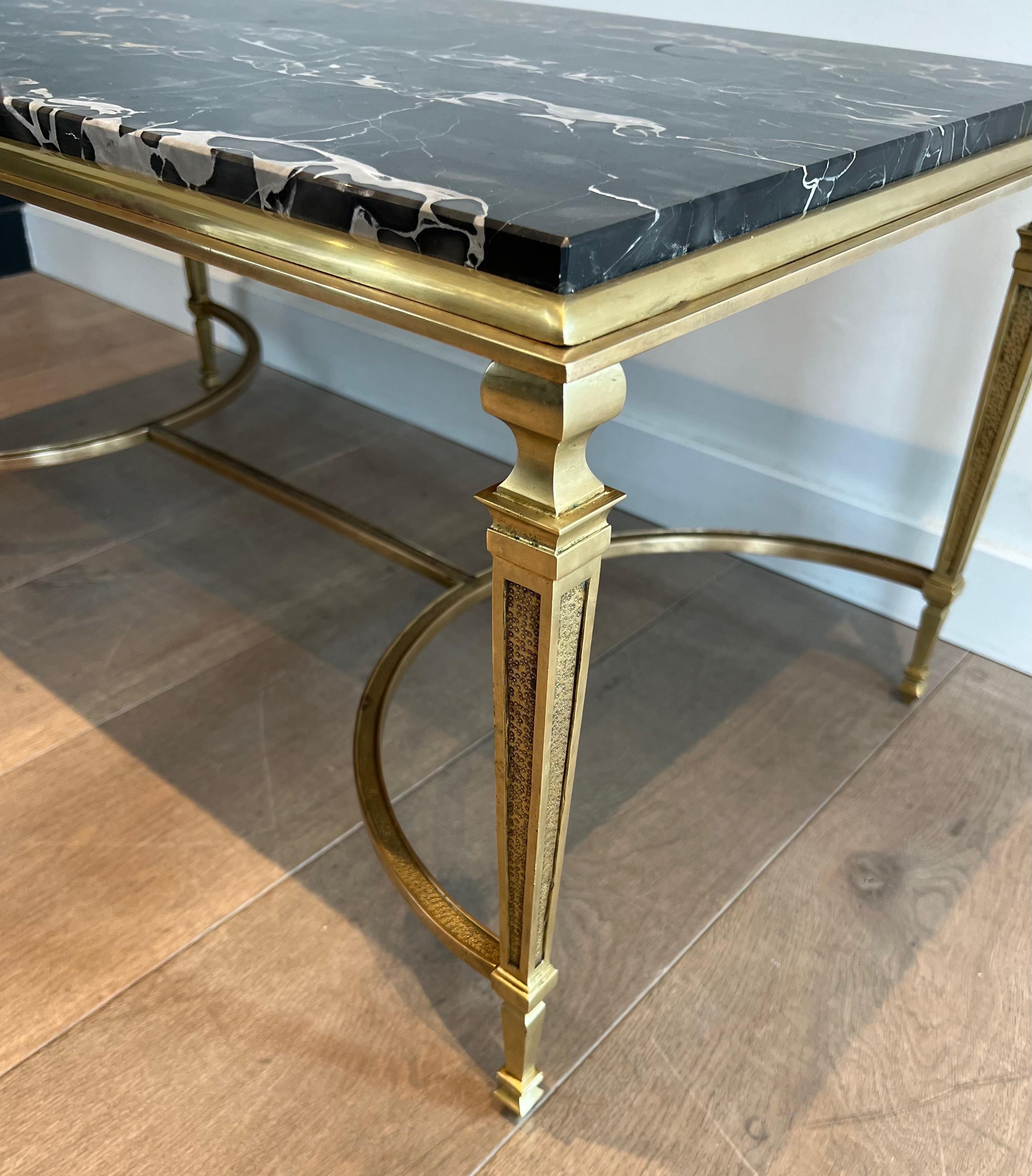 Bronze Coffee Table with Black Portor Marble Top in the style of Maison Jansen For Sale 8