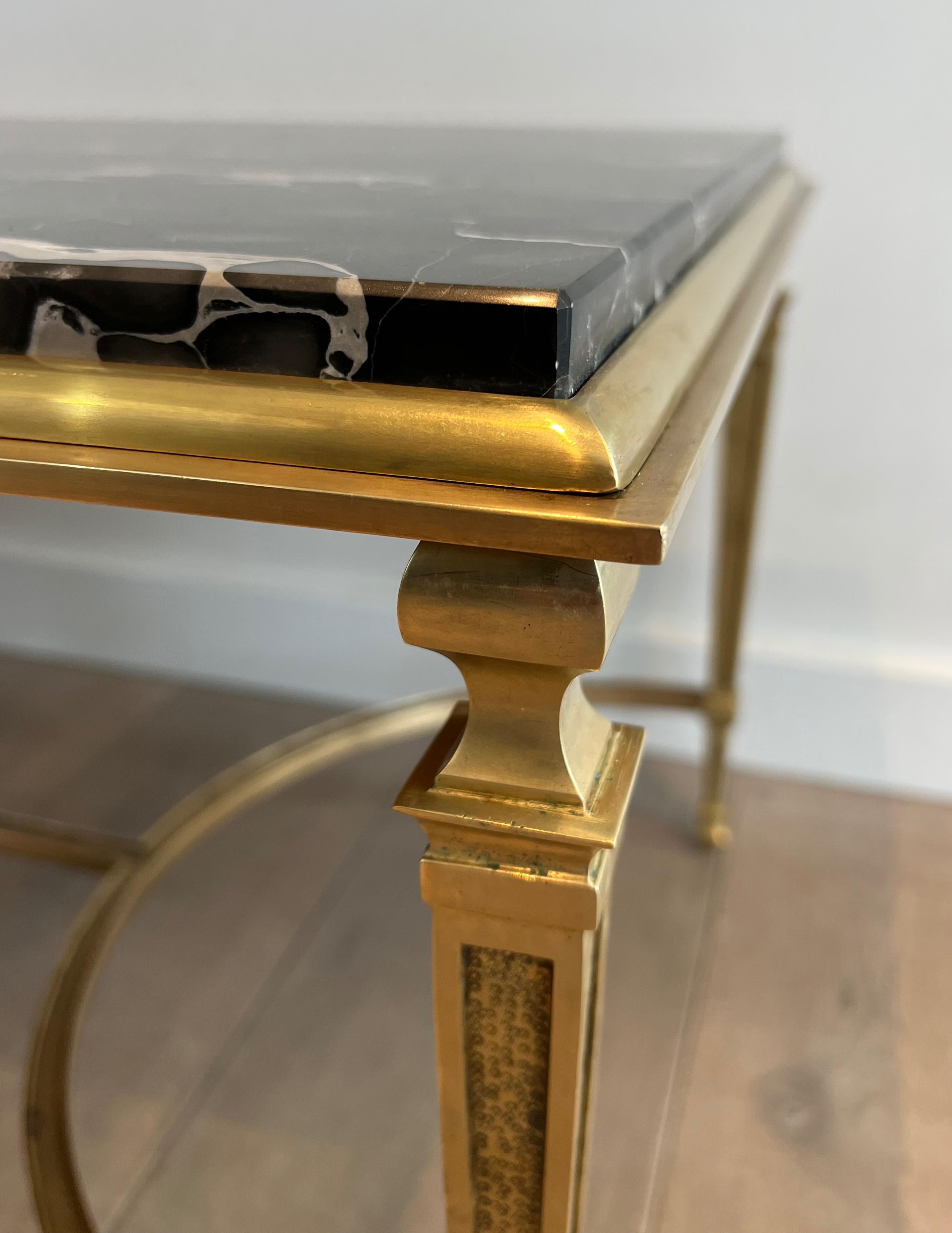 Bronze Coffee Table with Black Portor Marble Top in the style of Maison Jansen For Sale 9