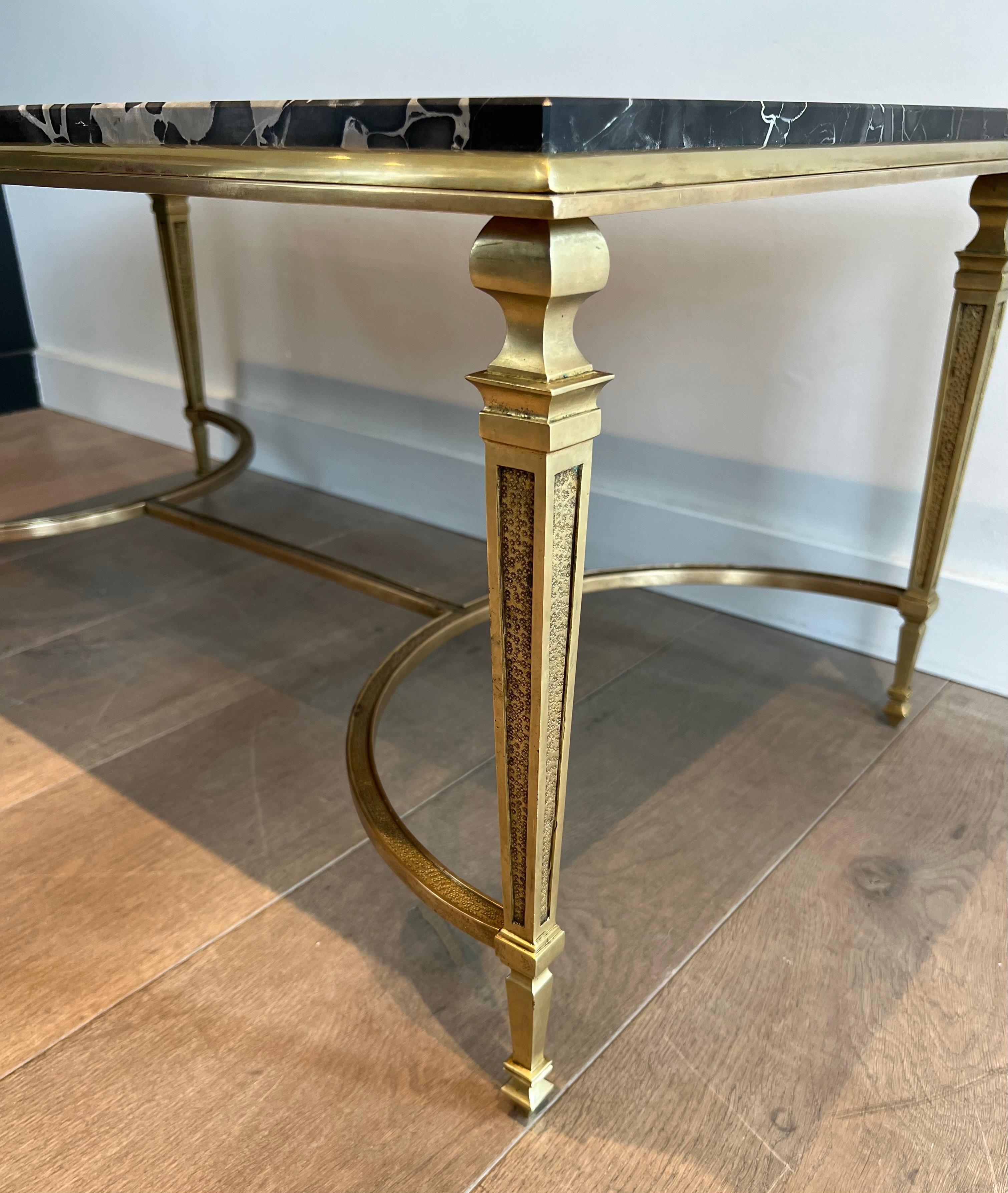 Bronze Coffee Table with Black Portor Marble Top in the style of Maison Jansen For Sale 12