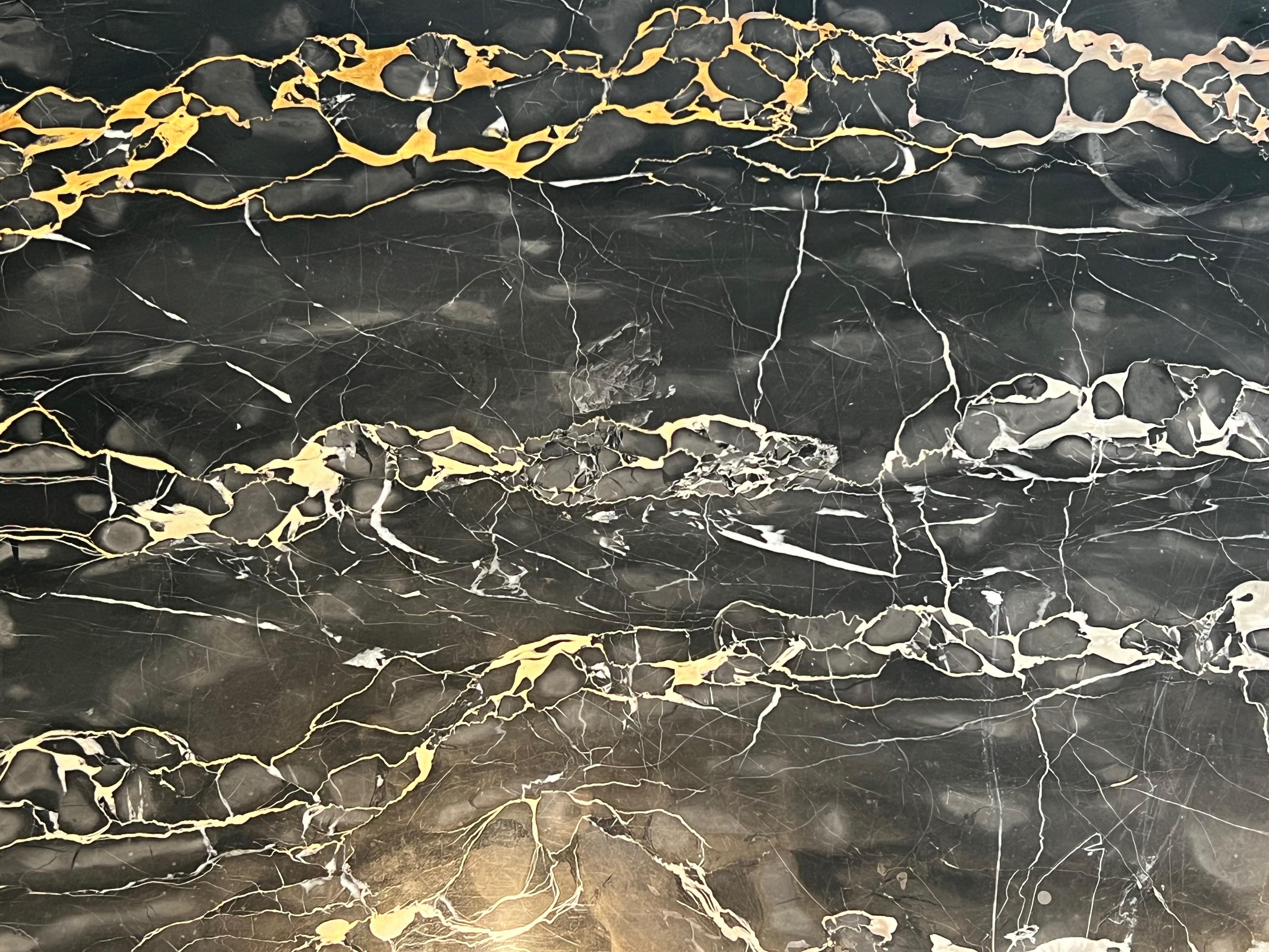 Bronze Coffee Table with Black Portor Marble Top in the style of Maison Jansen For Sale 1