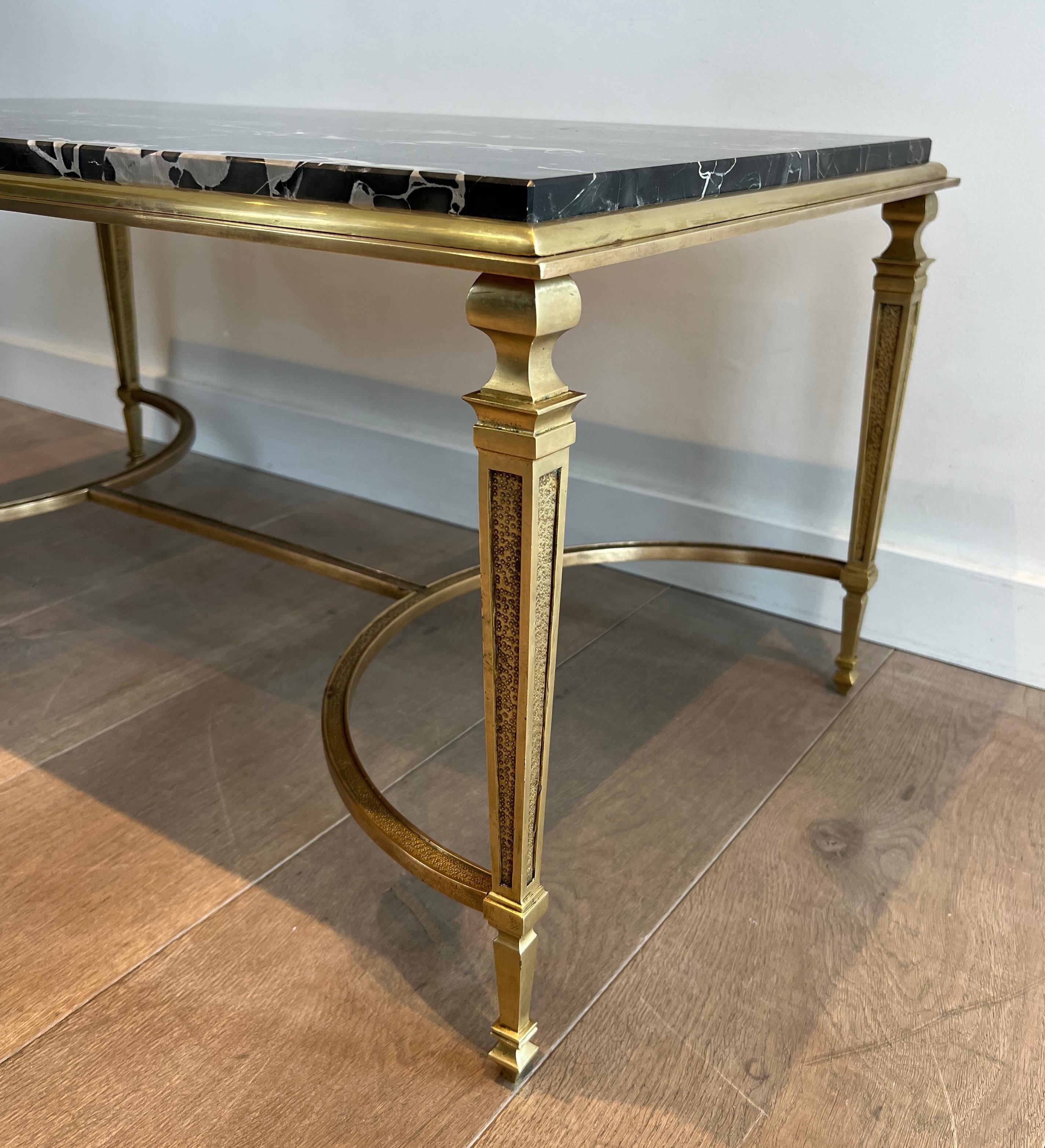 Bronze Coffee Table with Black Portor Marble Top in the style of Maison Jansen For Sale 2