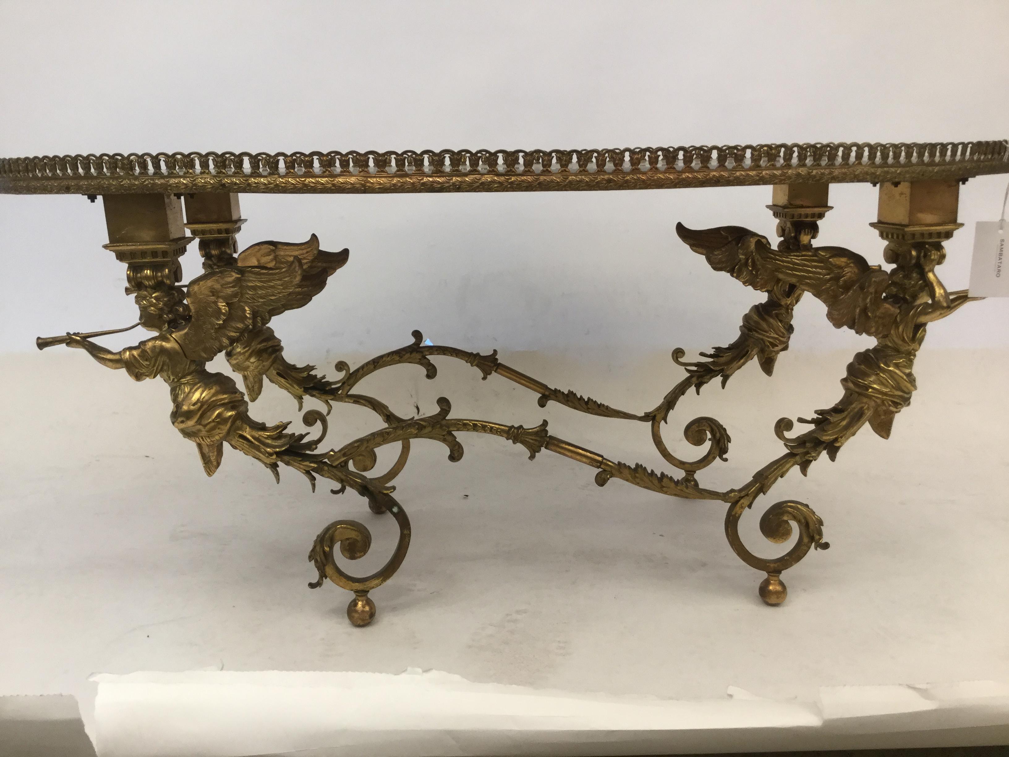 Bronze Coffee Table with Cherubs, 1940s For Sale 1
