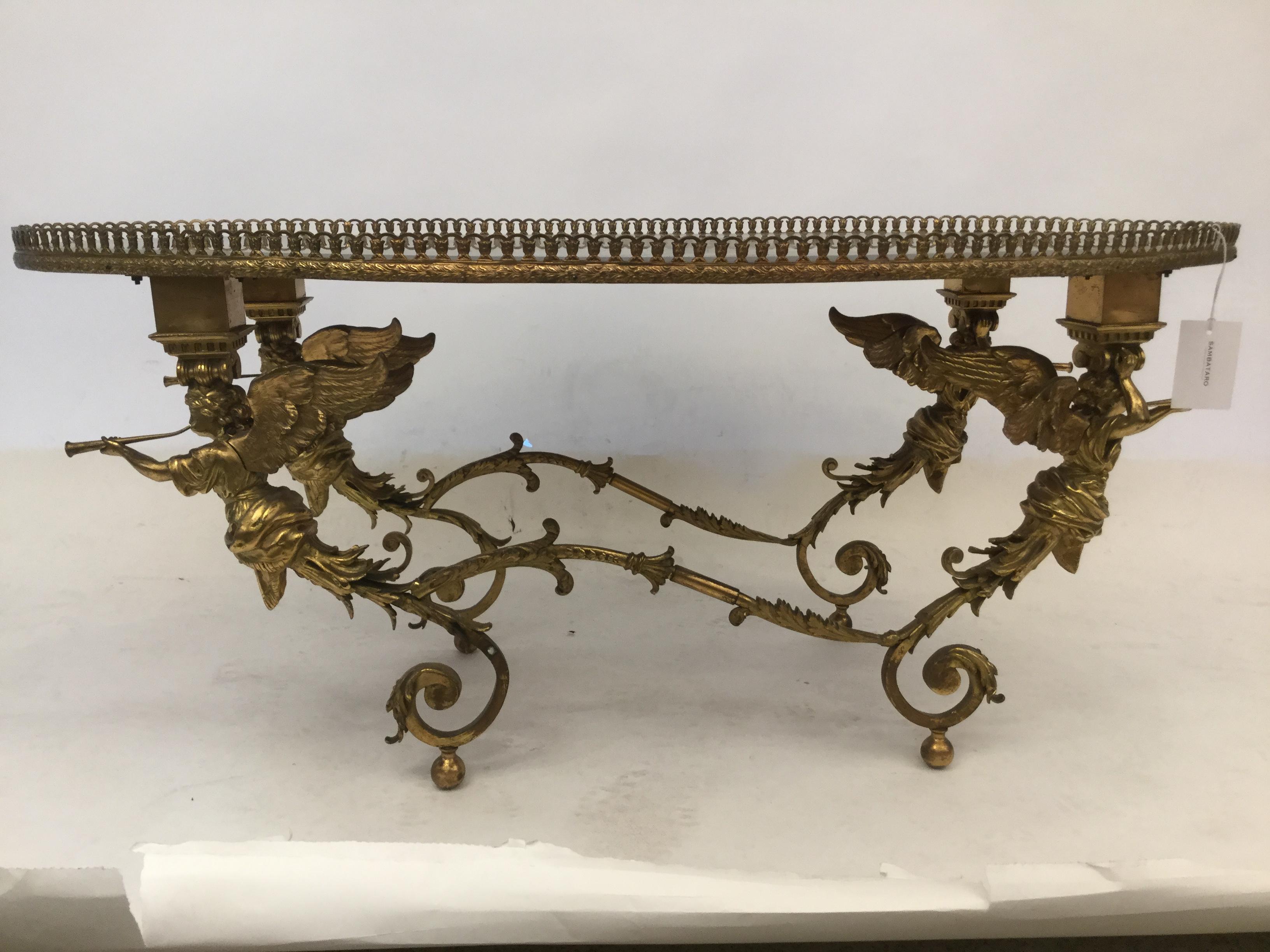 Bronze Coffee Table with Cherubs, 1940s For Sale 2