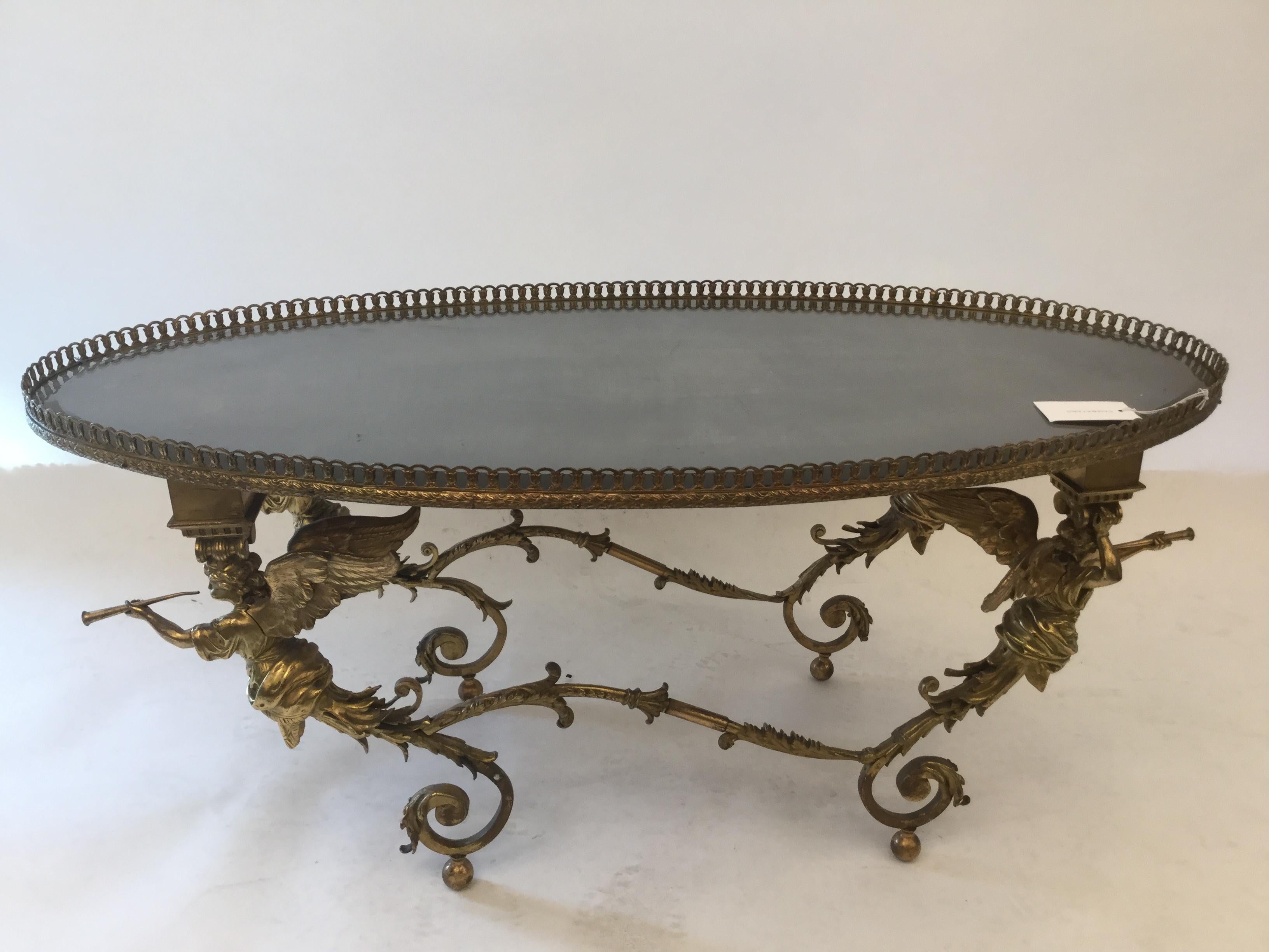 Bronze Coffee Table with Cherubs, 1940s For Sale 4