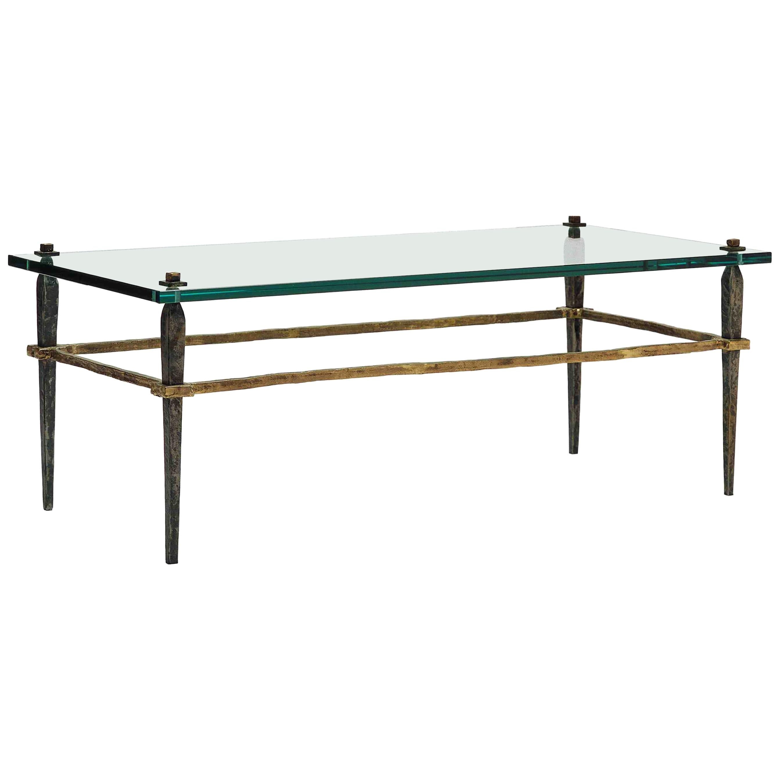 Bronze Coffee Table with Glass or Stone Top
