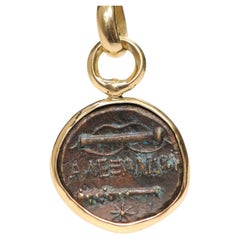 Bronze Coin Pendant circa 330 BC w/ 18K