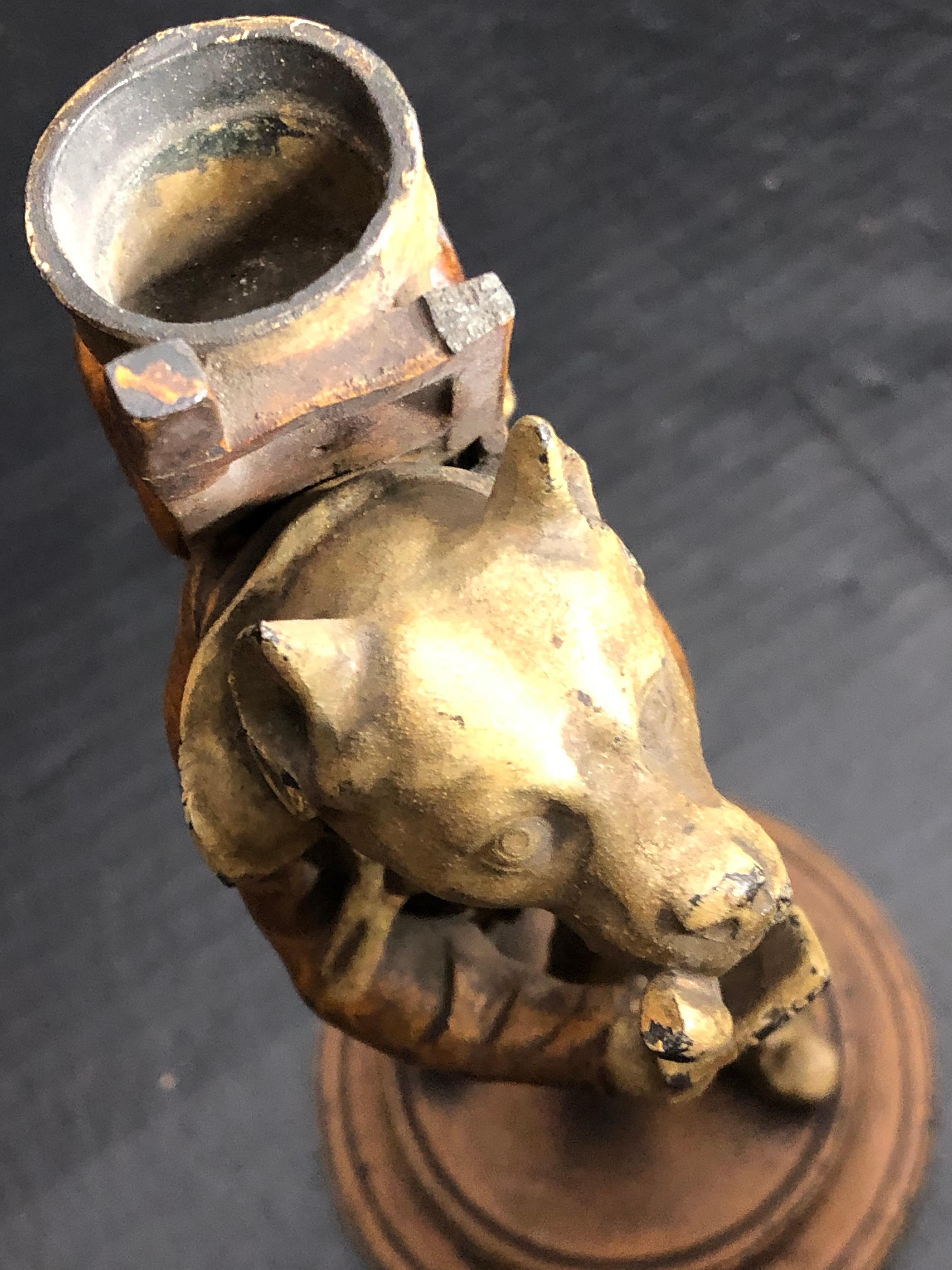 Bronze Cold Painted Match Holder French Bull Dog Mountaineer by Franz Bergman 4