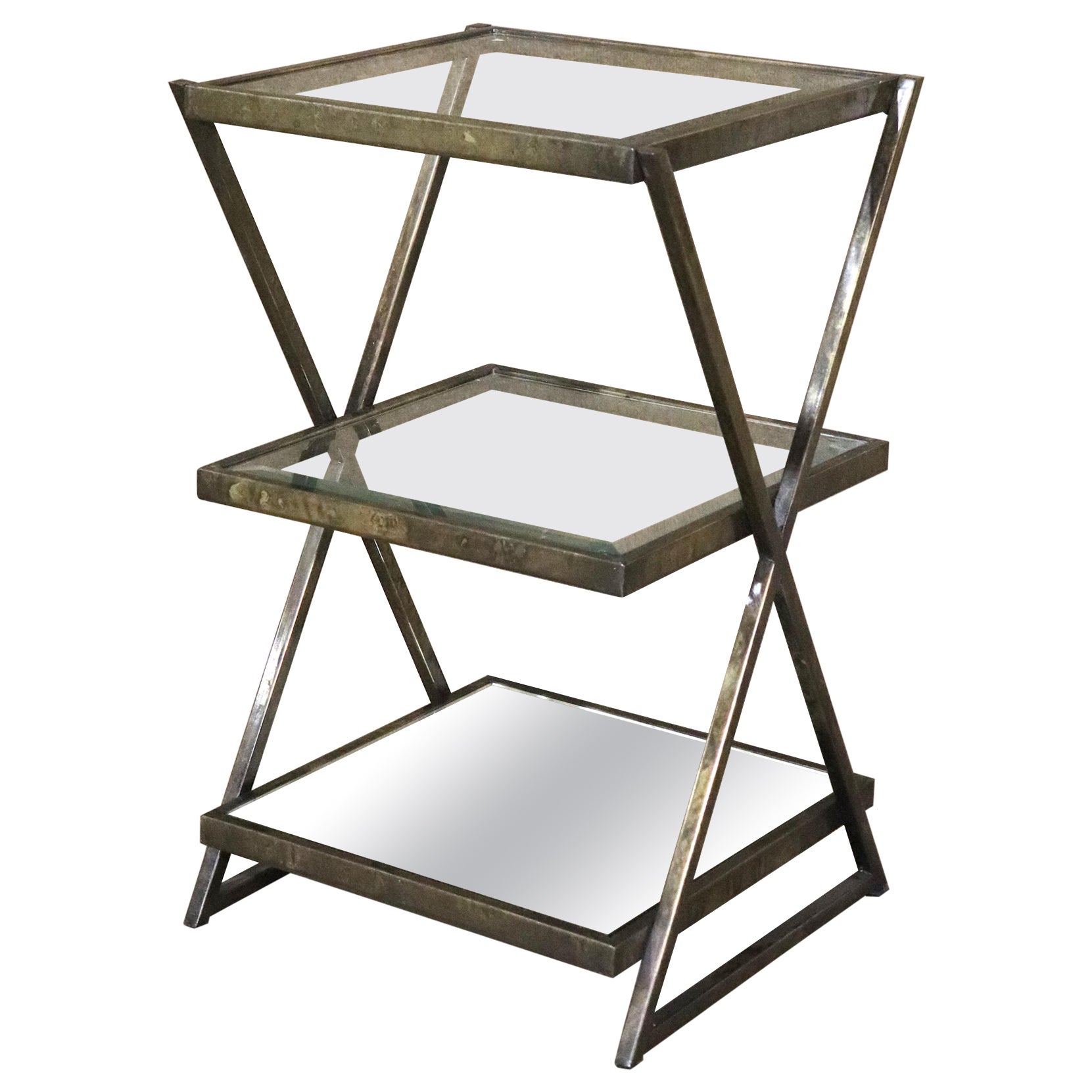 Tavolino con cornice a X color bronzo