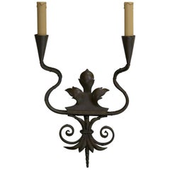 Vintage Bronze-Colored Iron Sconce, France, circa 1950s