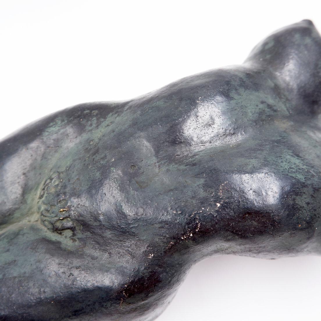 Sculpture de nu en terre cuite couleur bronze - Signée Pascale Quoirin et datée Bon état - En vente à Linkebeek, BE