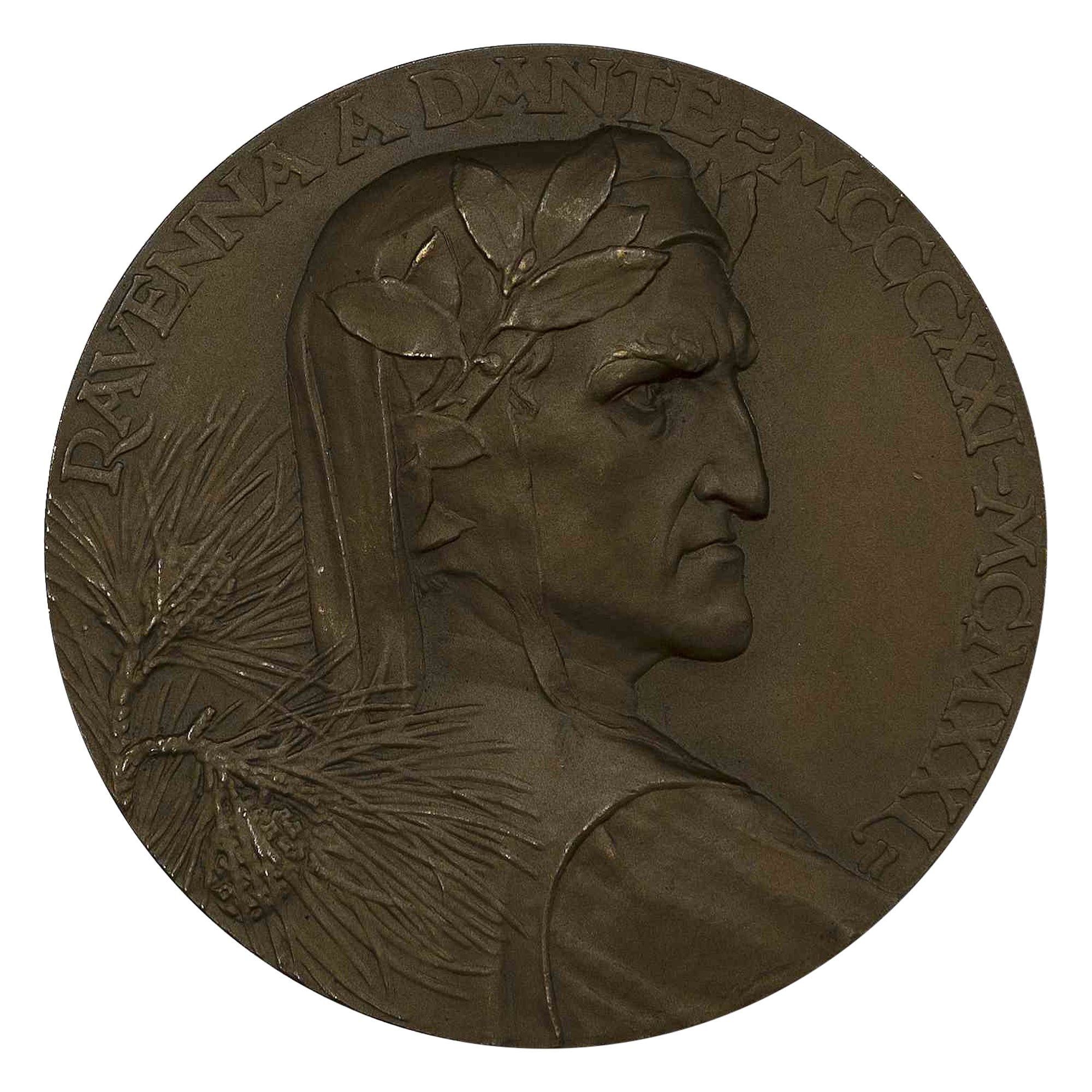 Bronze Commemorative Medal Dedicated to Dante Alighieri , 1921 in vendita
