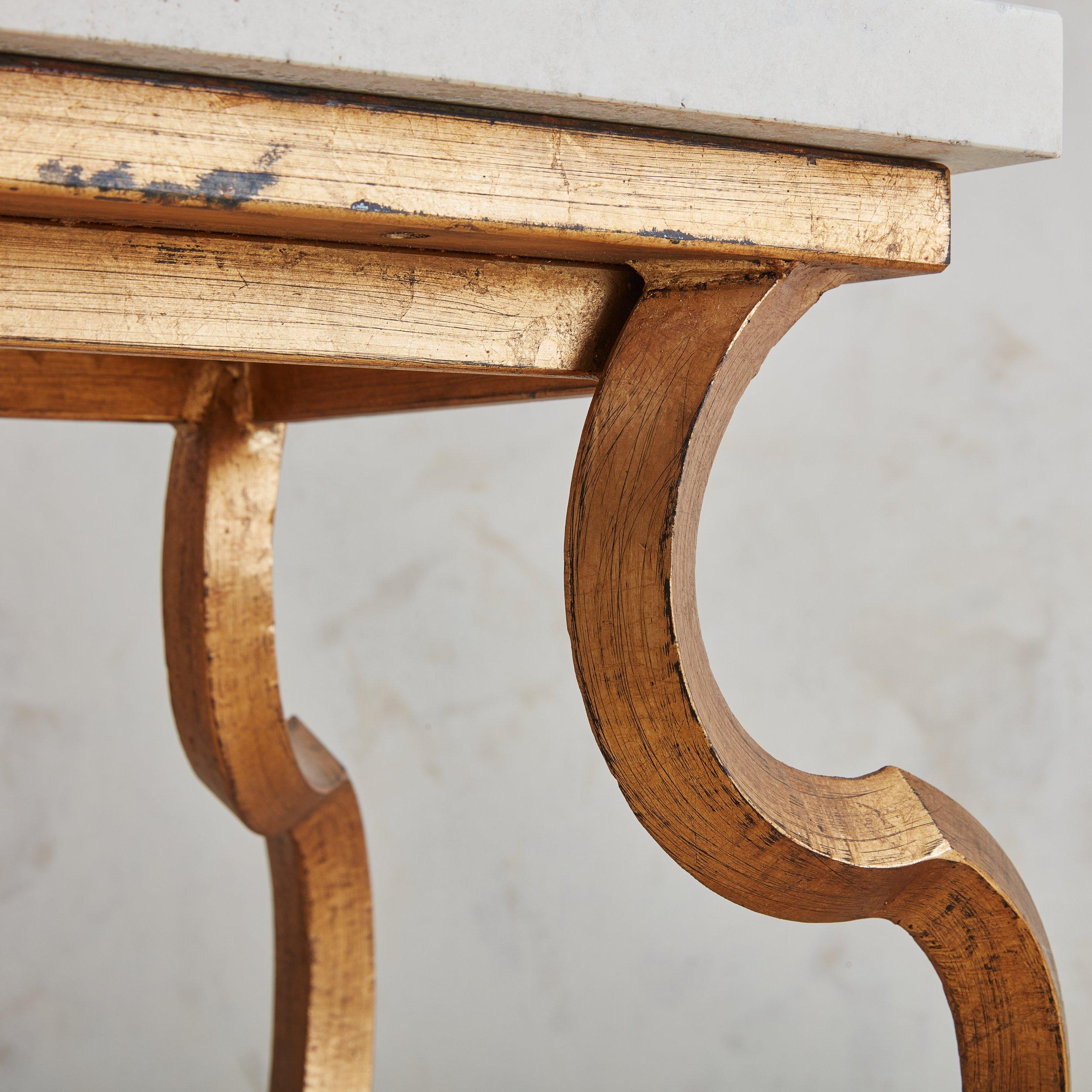 Table console en bronze avec plateau en travertin, France 20e siècle en vente 4