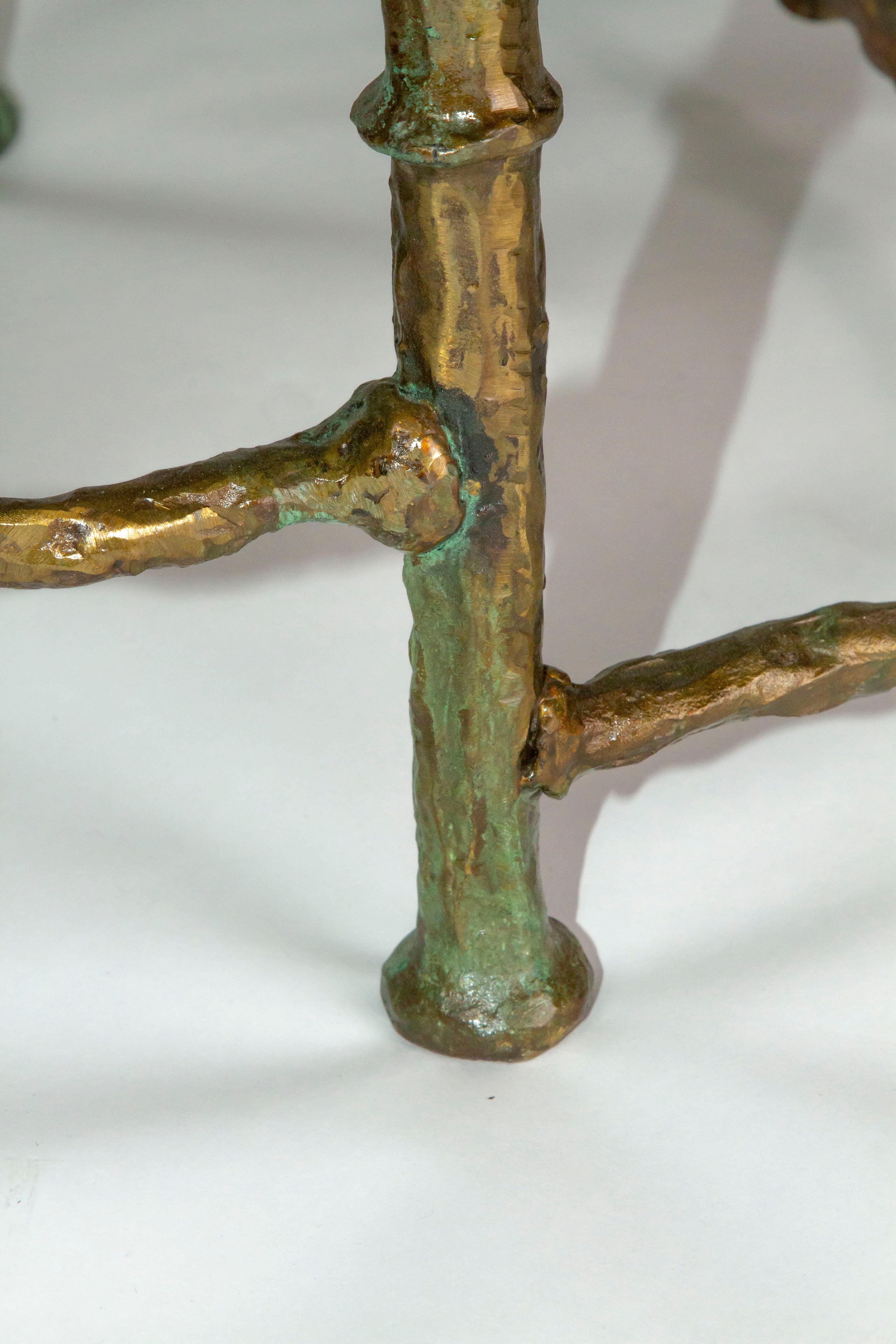Konsole aus Bronze mit braunem oder schwarzem Lederoberteil (Gegossen) im Angebot