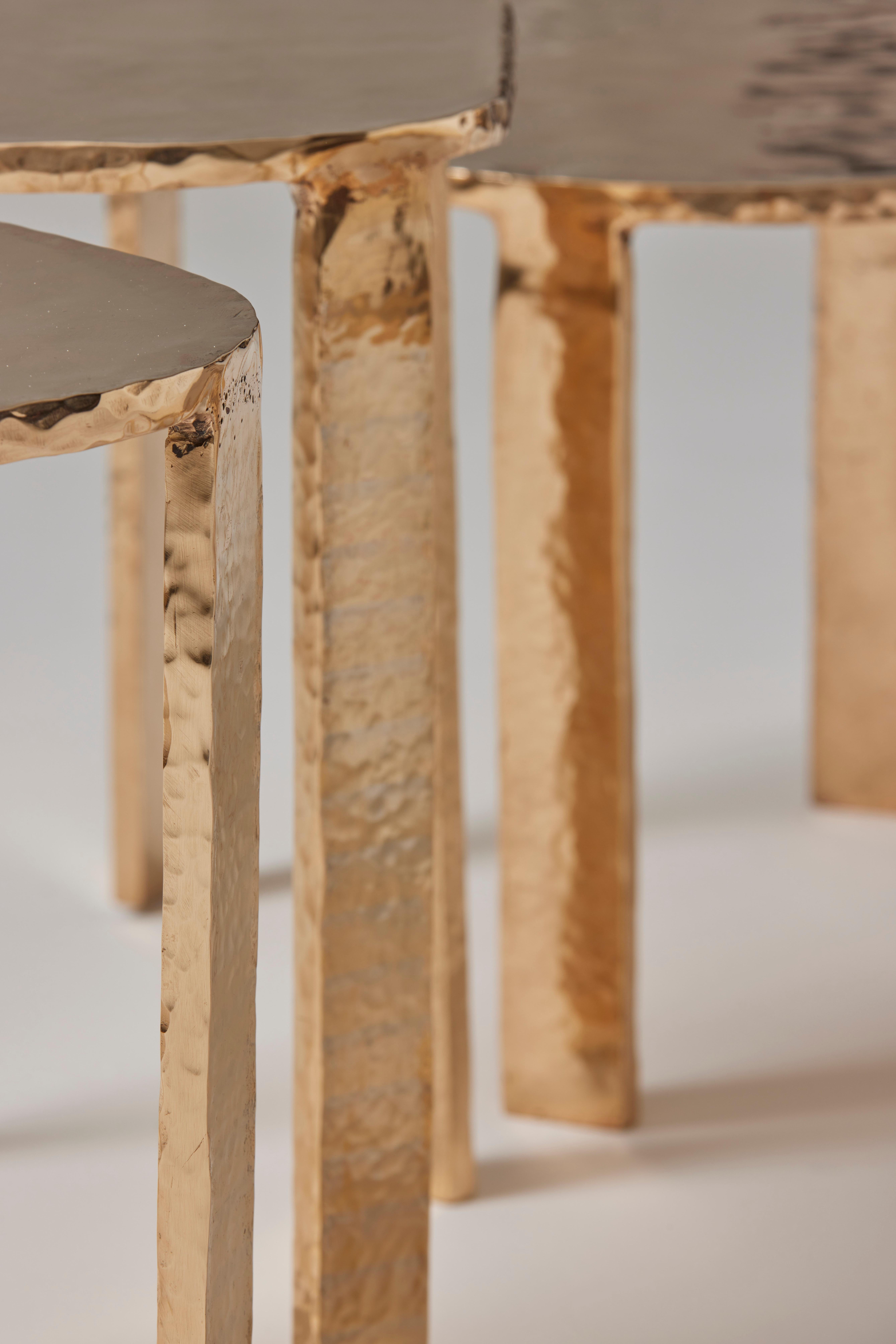 Hand-Crafted Contemporary Bronze 'Aureas' Side/Coffee Tables by Colo Studio, France For Sale