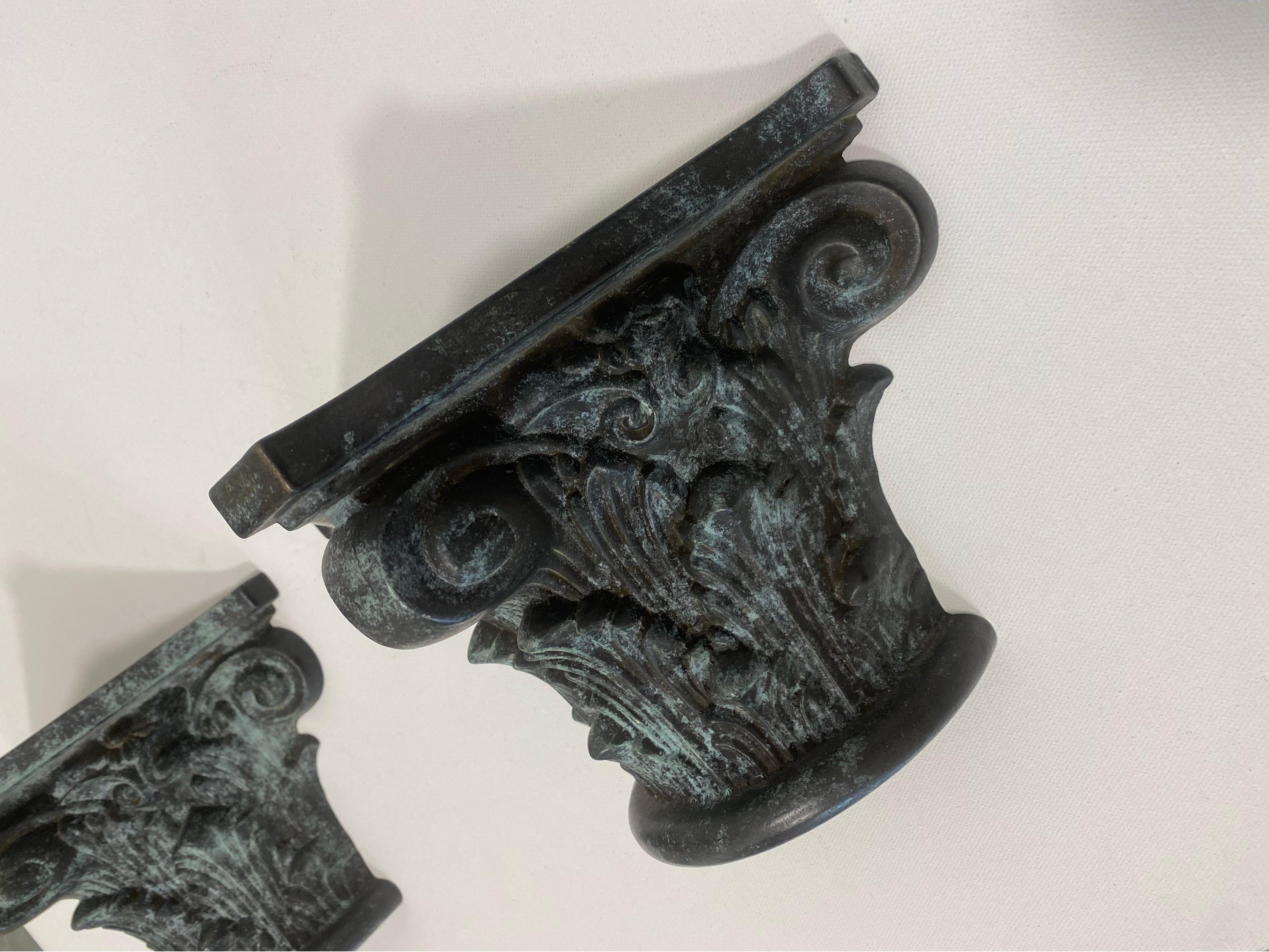 Bronze Korinthische Säule Postmoderne Wandleuchten Wandleuchter Vintage 1980er Jahre Gotisch im Angebot 1