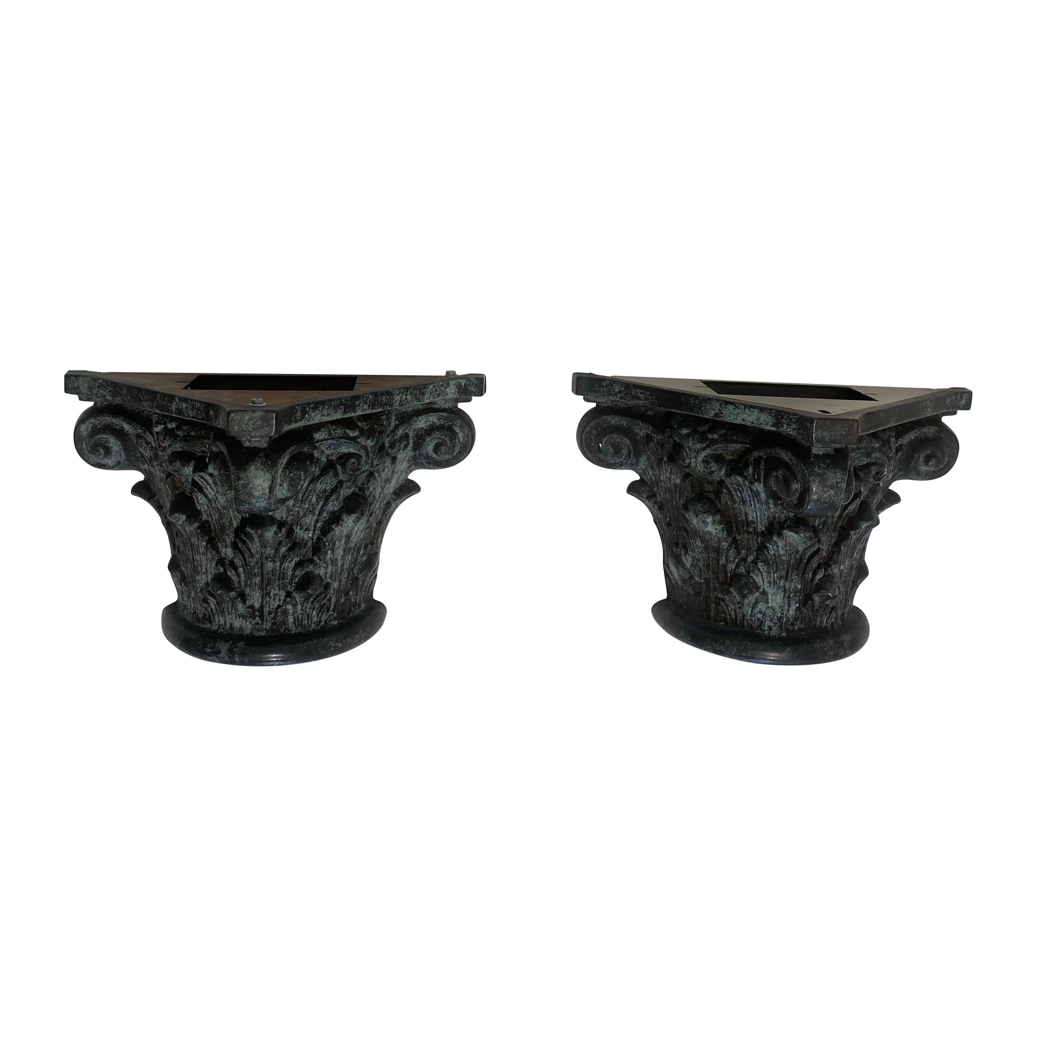 Bronze Korinthische Säule Postmoderne Wandleuchten Wandleuchter Vintage 1980er Jahre Gotisch im Angebot