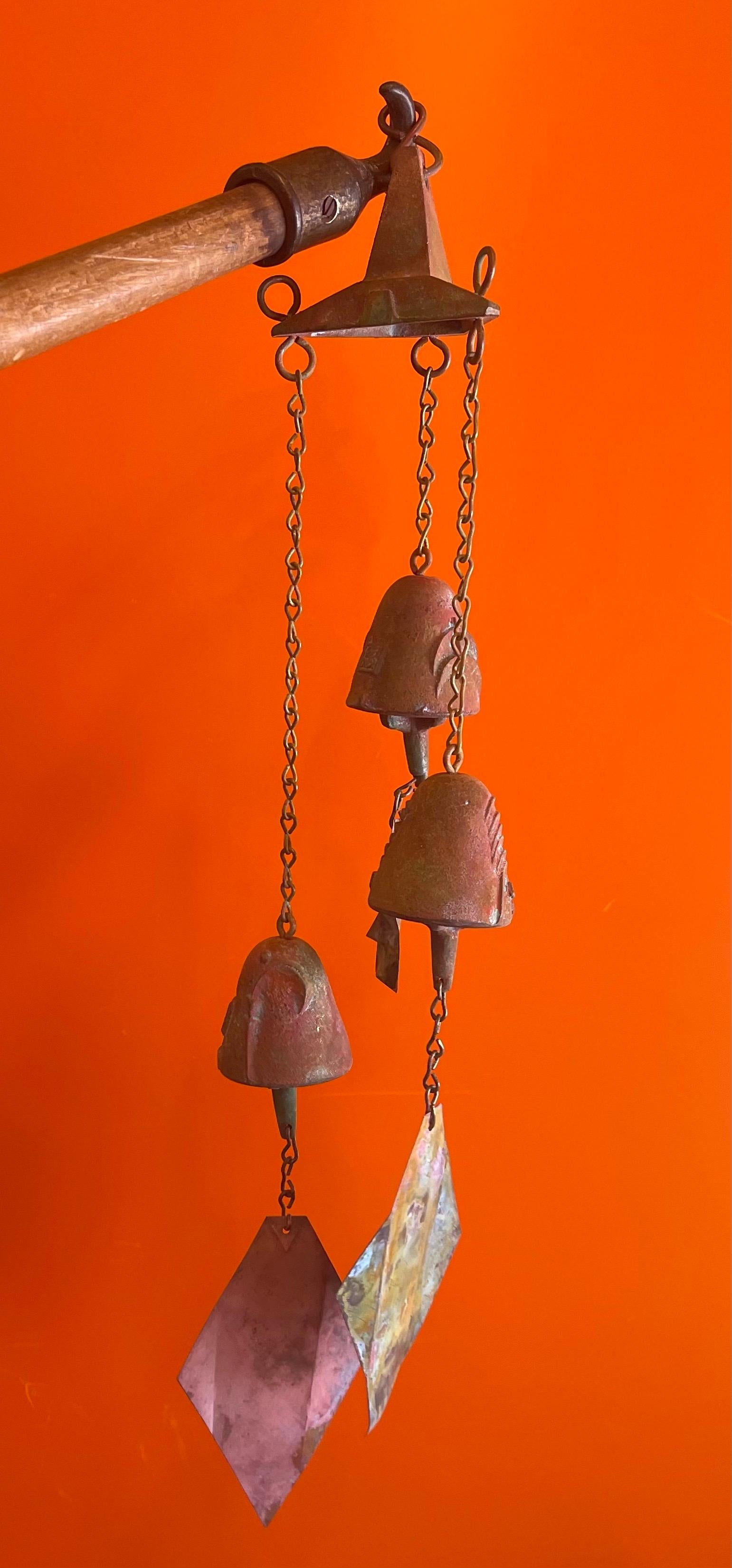 American Bronze Cosanti Windbell Cluster with Hanging Bracket by Paolo Soleri