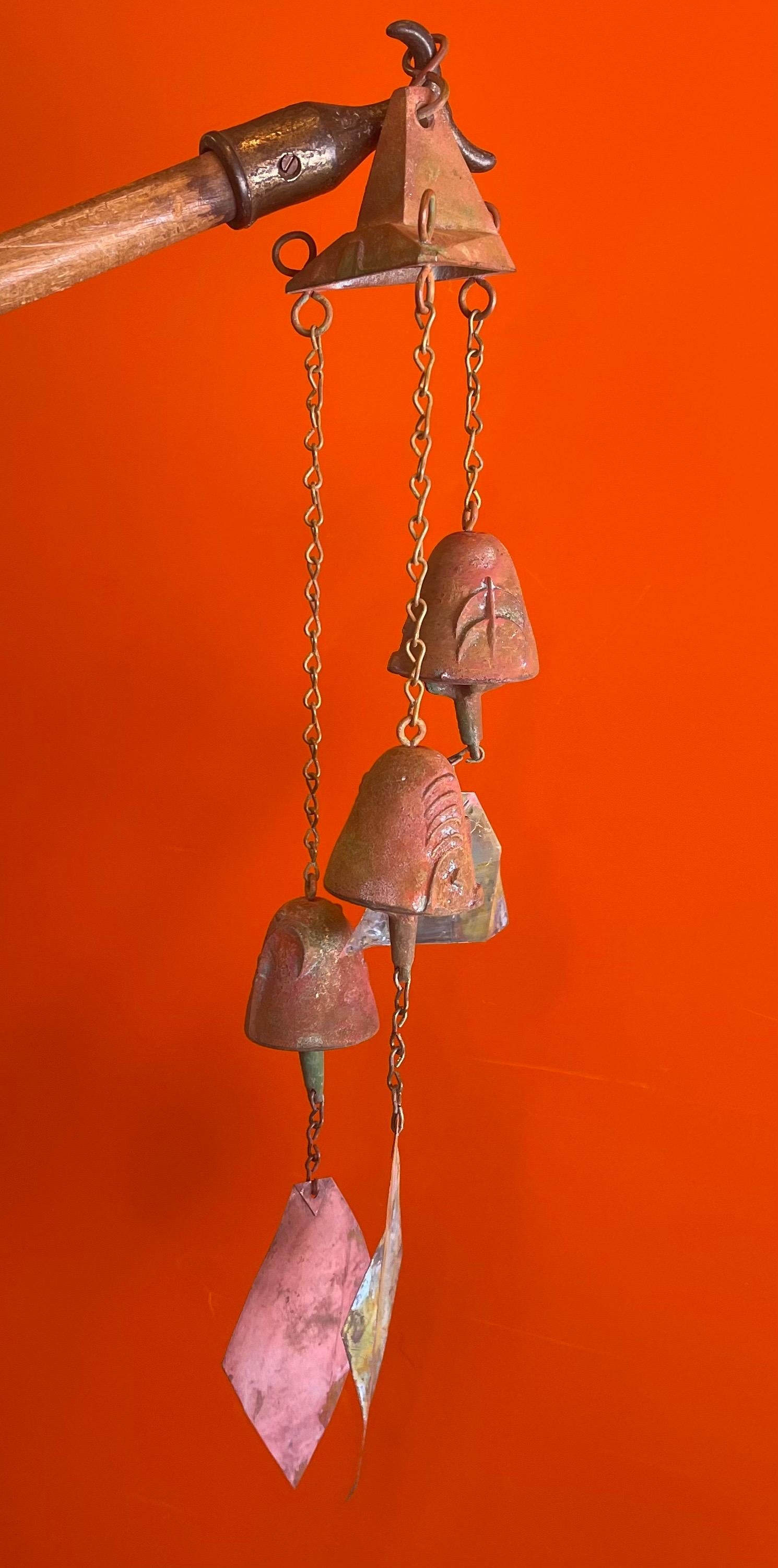 Bronze Cosanti Windbell Cluster with Hanging Bracket by Paolo Soleri In Good Condition In San Diego, CA