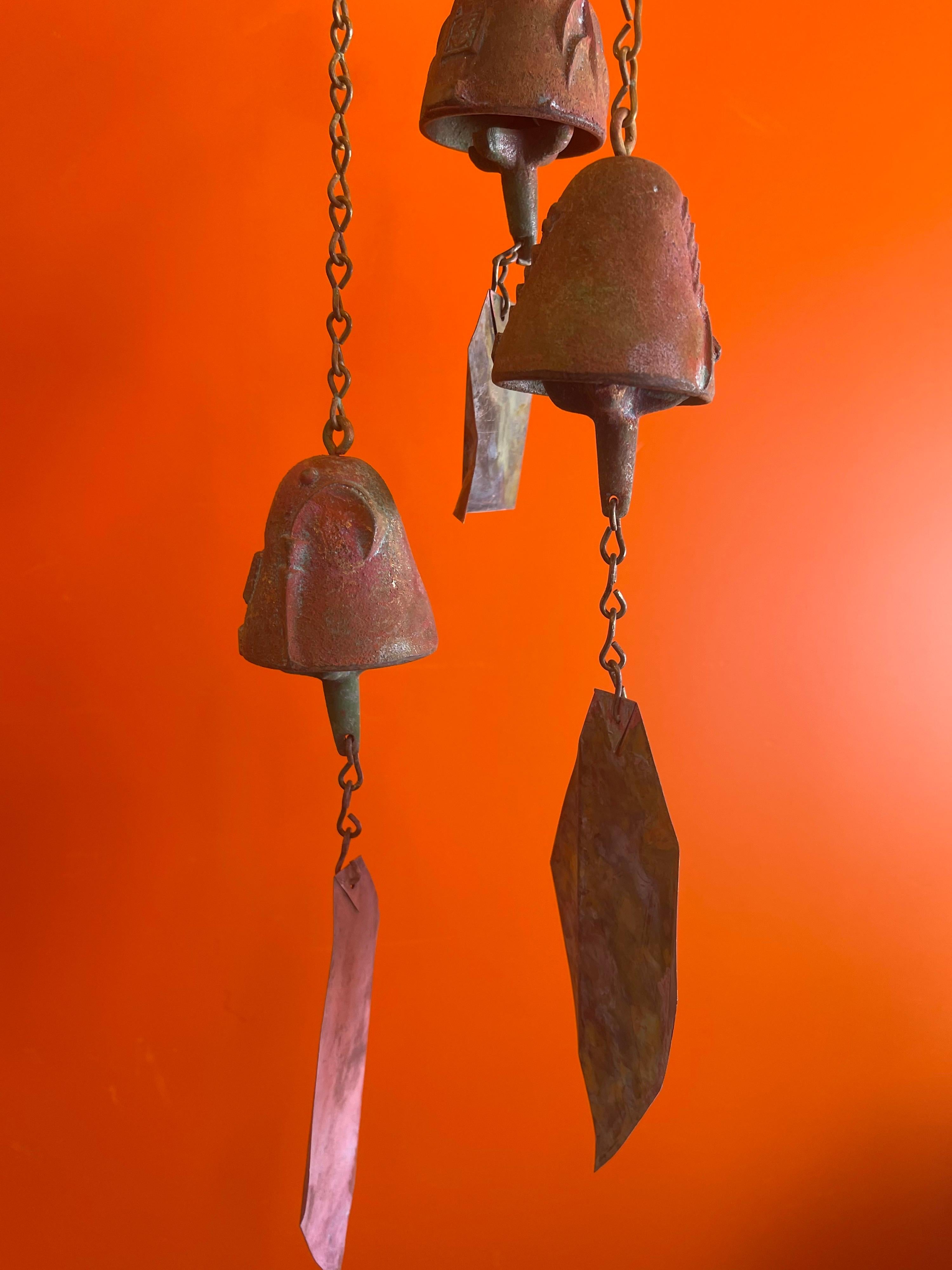Bronze Cosanti Windbell Cluster with Hanging Bracket by Paolo Soleri 2