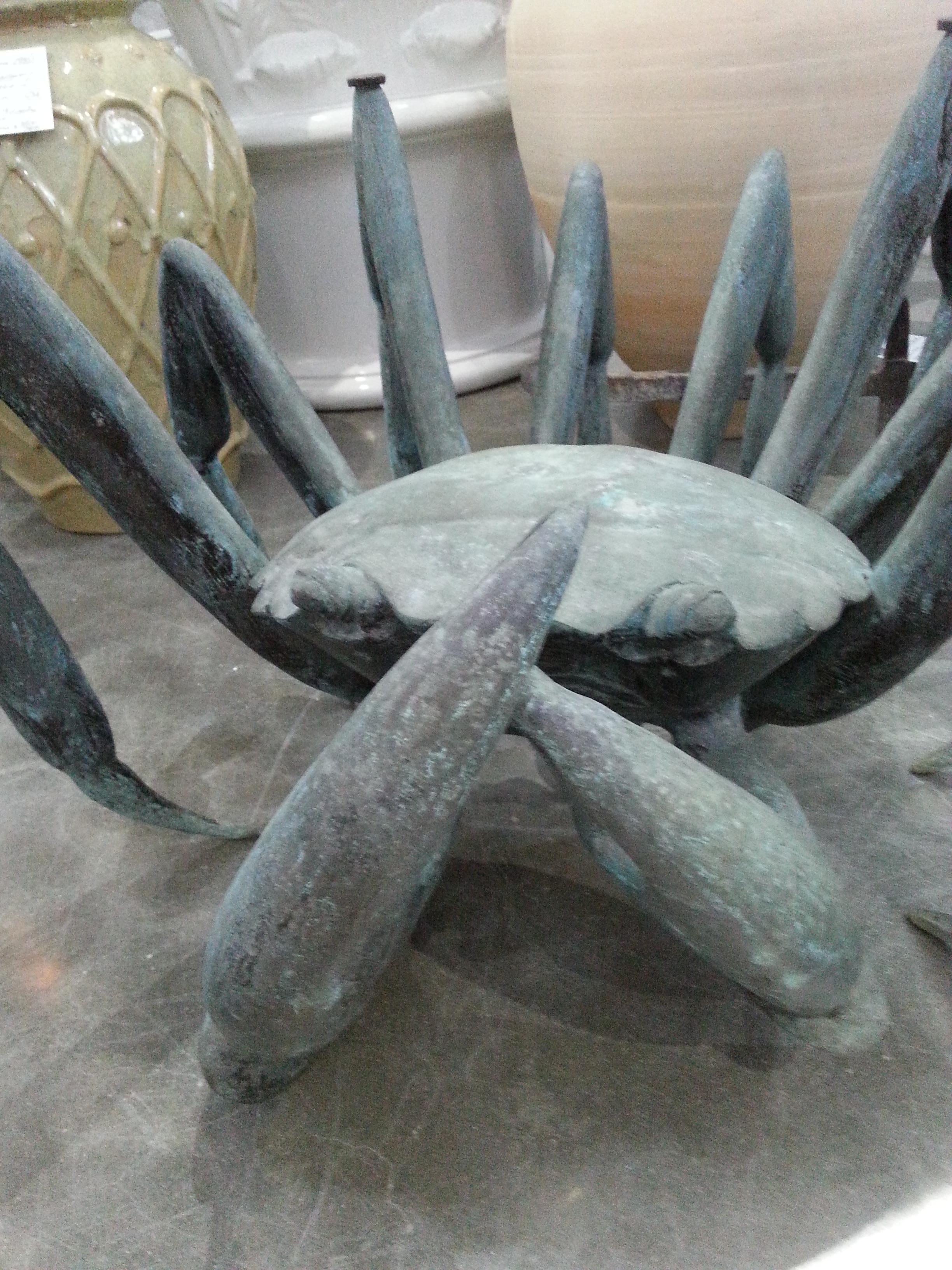 Bronze Crab-Form Sculpture with Round Glass Top as a Cocktail Table 2
