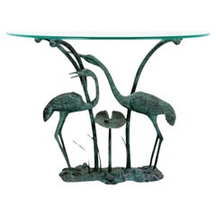 Bronze Crane Console with Glass top