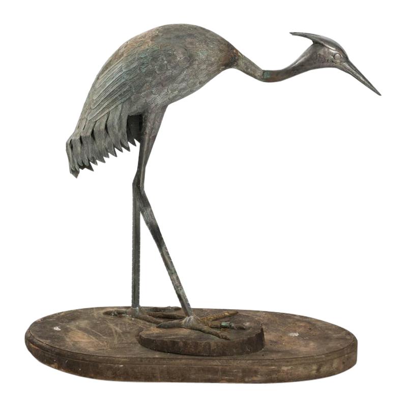 Early 19th Century Antique Bronze Crane Ornament