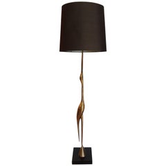 Bronze “Crane” Floor Lamp, circa 1970 by René Broissand