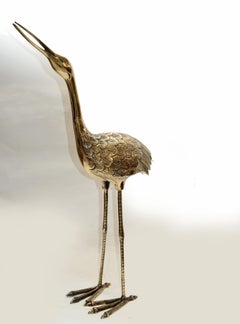 Bronze Crane Life-Size Animal Sculpture Handcrafted Mid-Century Modern, 1970