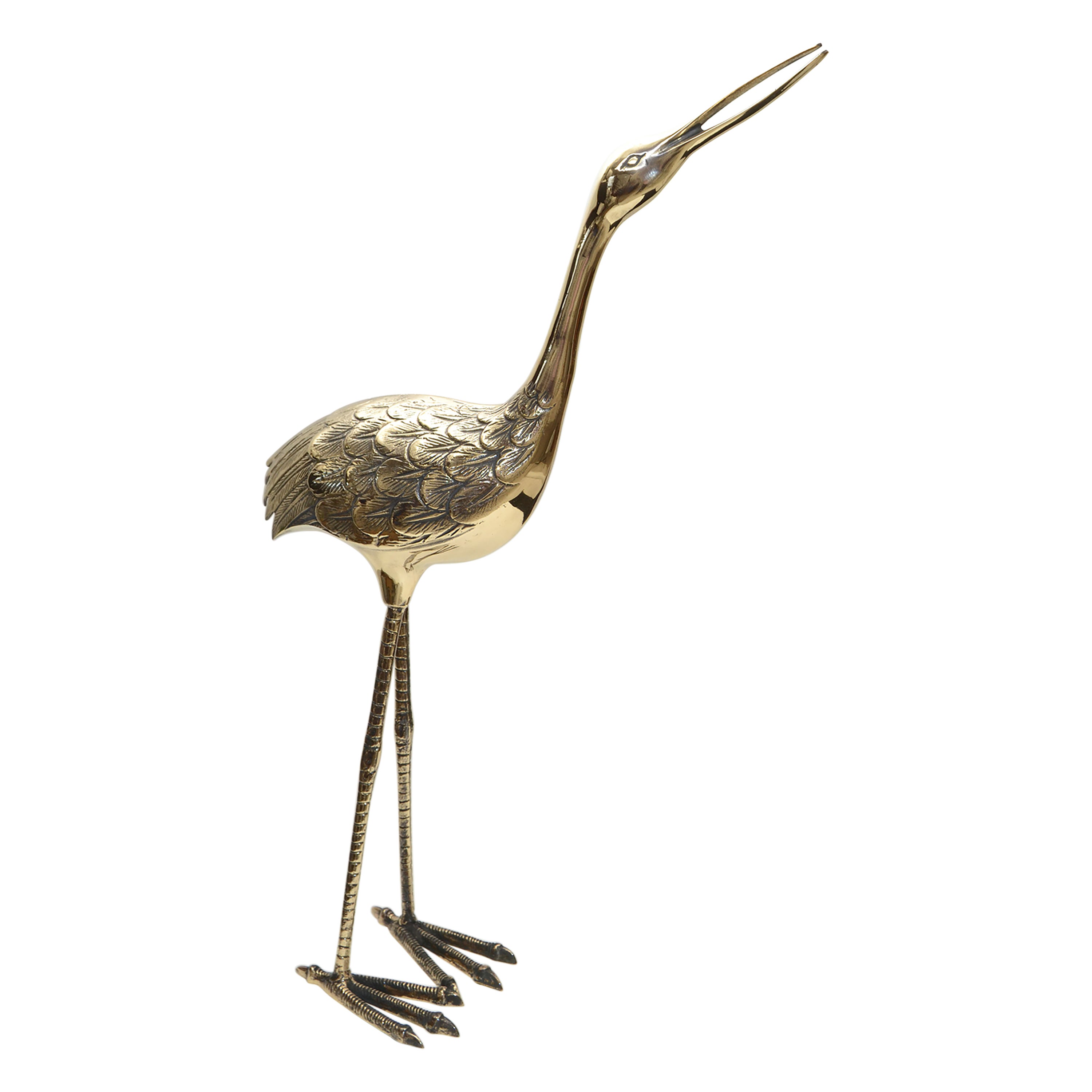 Bronze Crane Life-Size Animal Sculpture Handcrafted Mid-Century Modern, 1970
