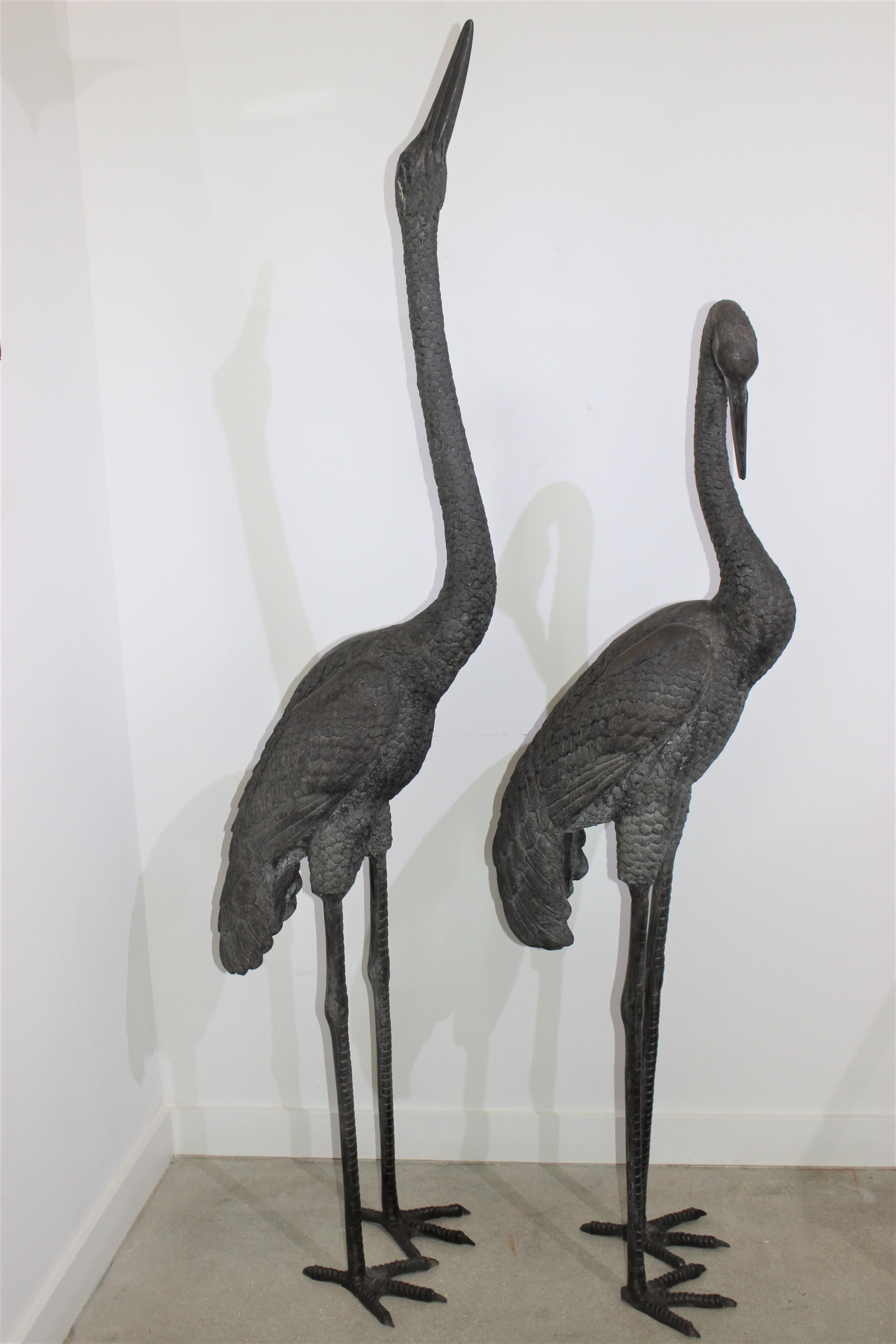 Set of Two Bronze Crane Sculptures 1