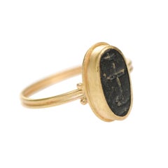 Bronze Cross set in 21K Gold Ring