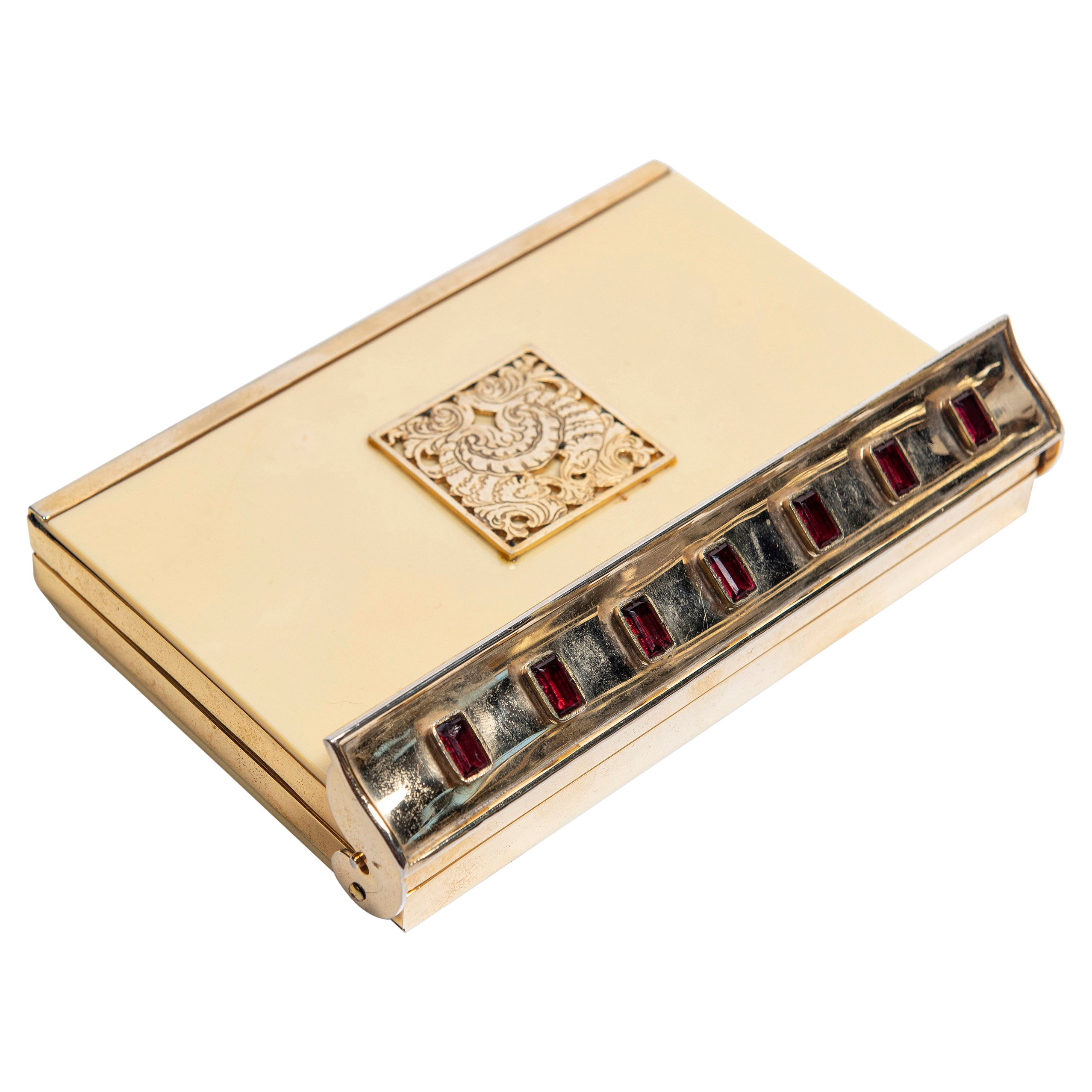 Vanity Case en bronze, cristal et bakélite, France, vers 1940 en vente