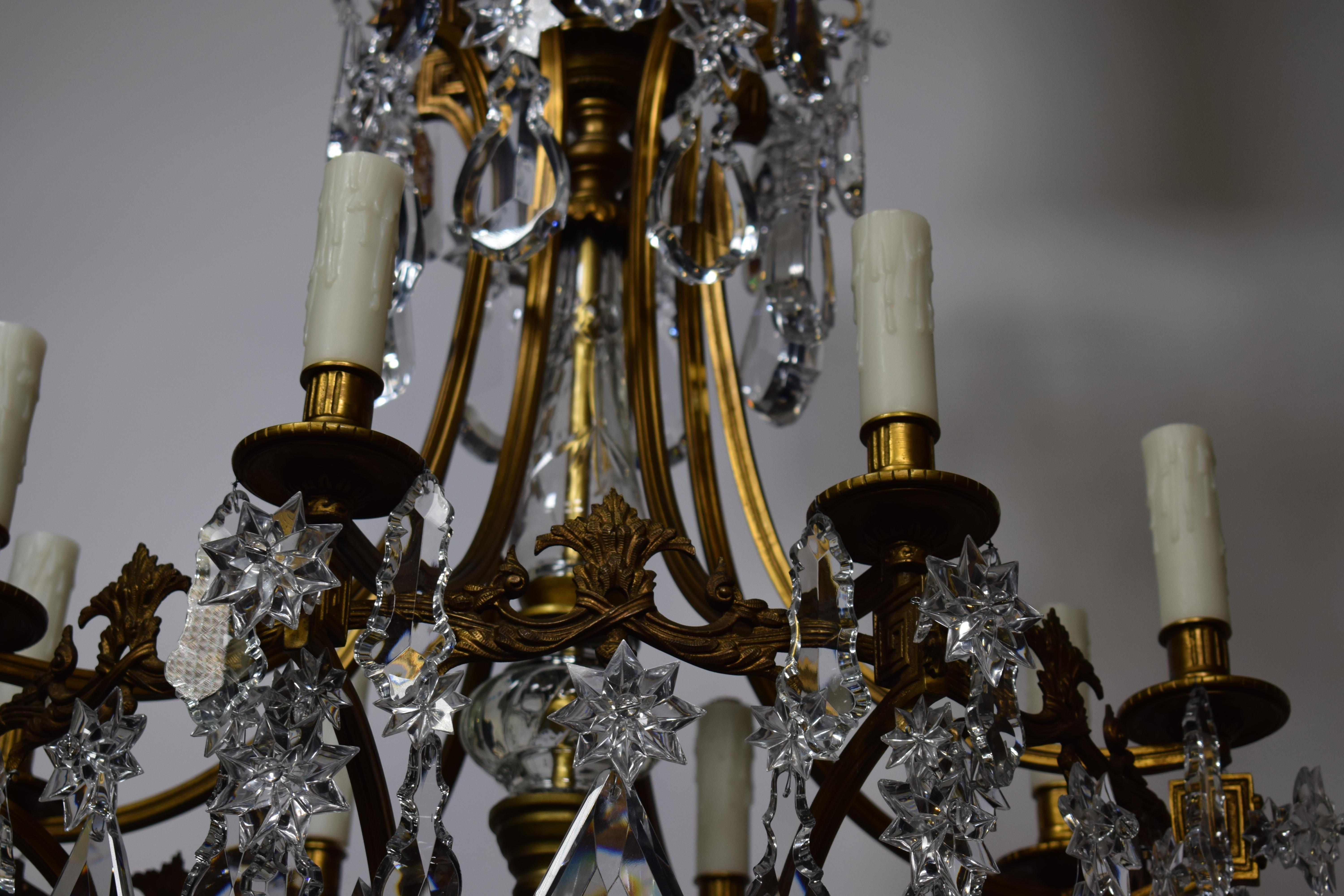 Bronze & Crystal Chandelier by Baccarat For Sale 3