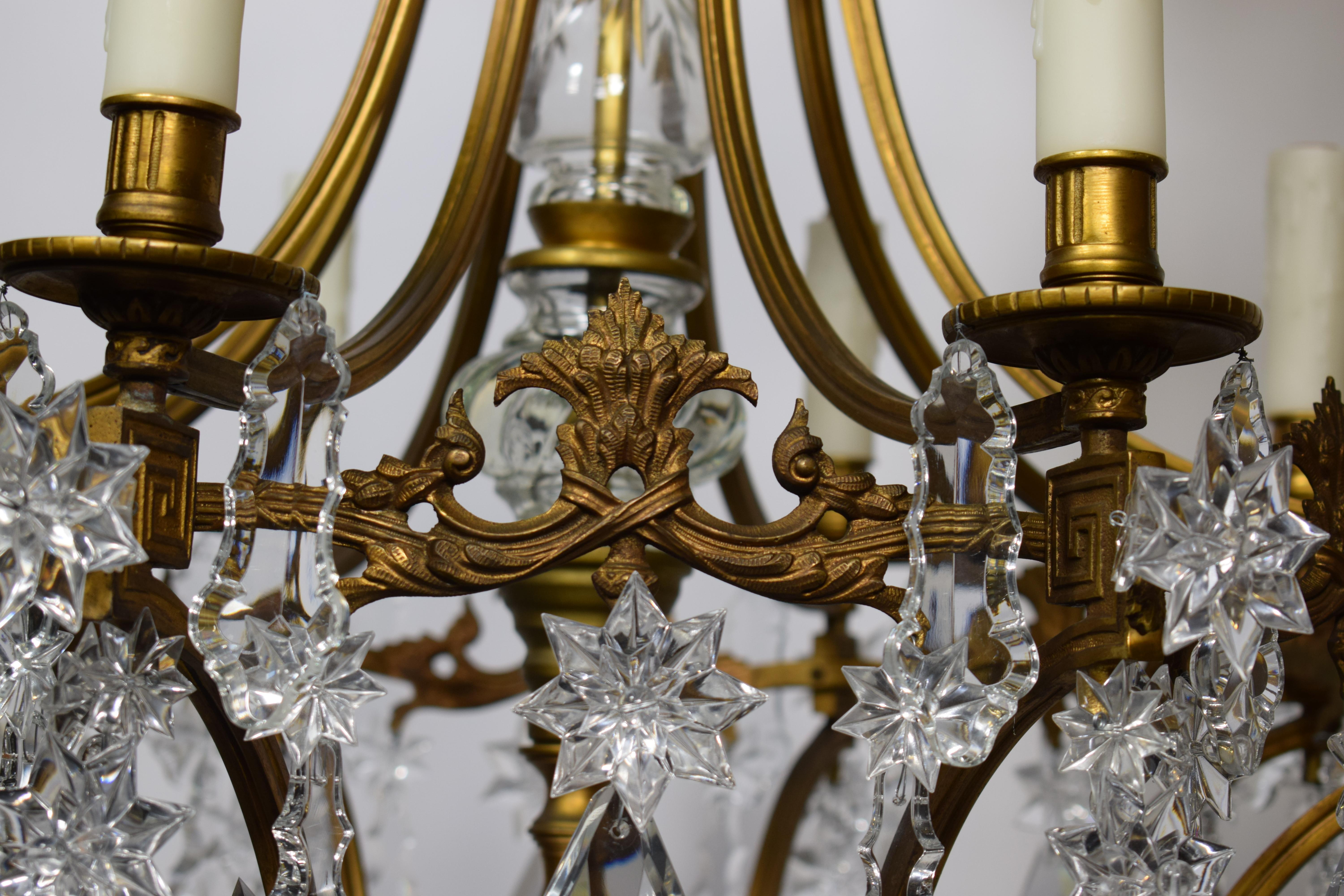 Bronze & Crystal Chandelier by Baccarat For Sale 5