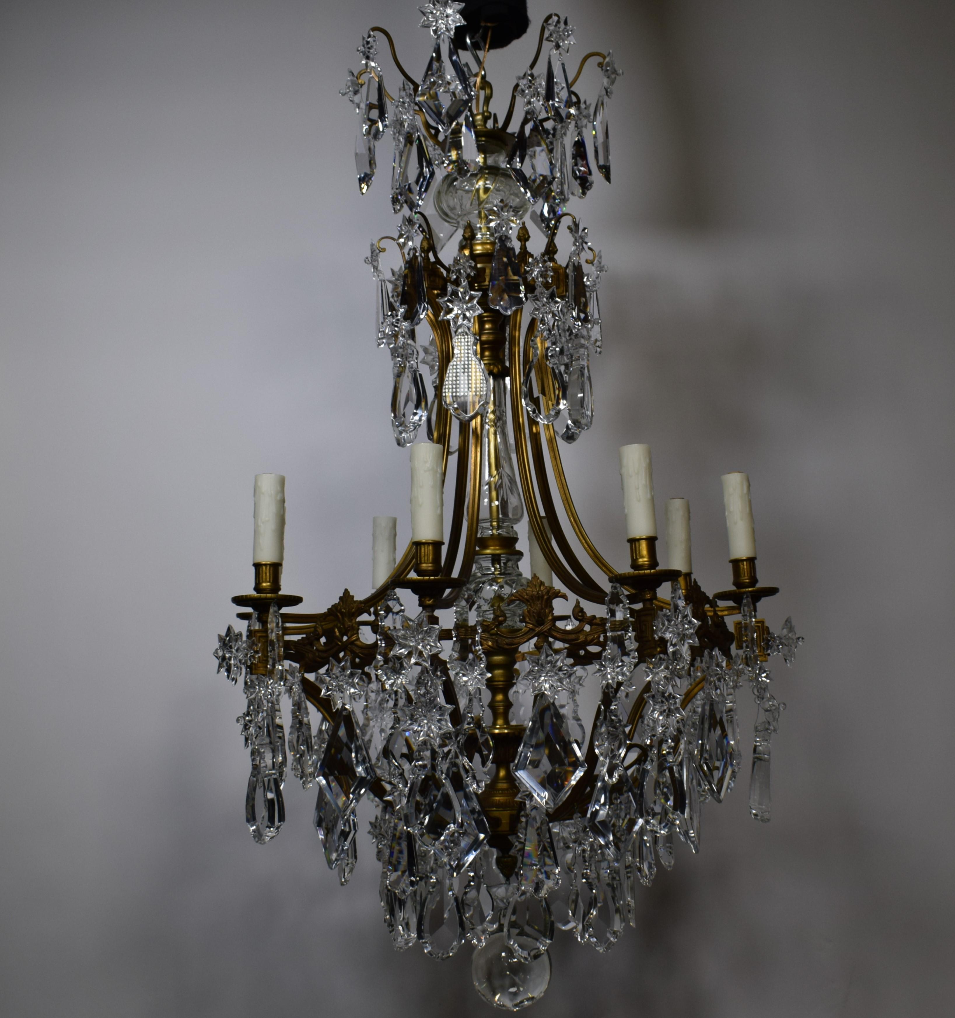 Bronze & Crystal Chandelier by Baccarat For Sale 10