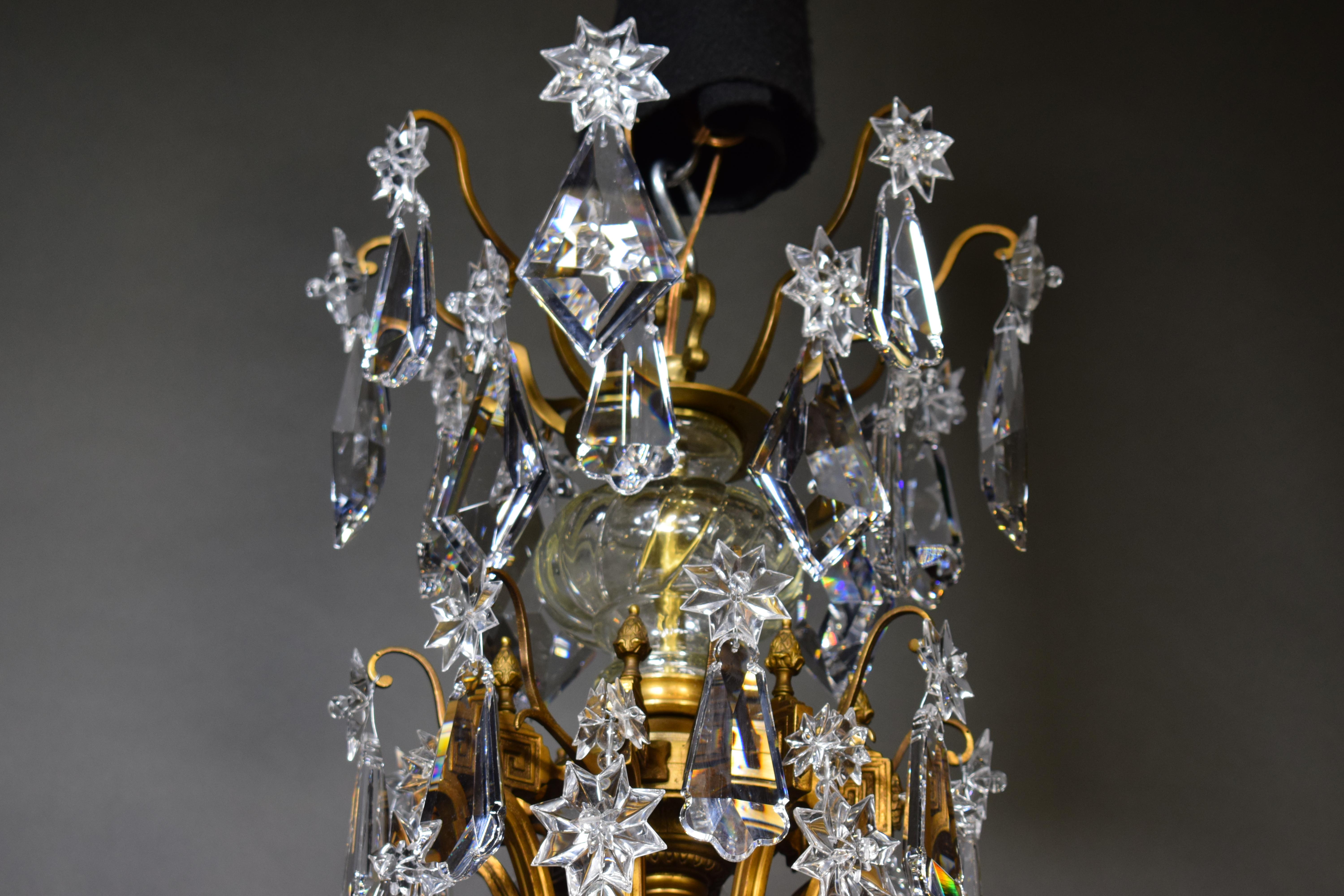 Bronze & Crystal Chandelier by Baccarat In Good Condition For Sale In Atlanta, GA