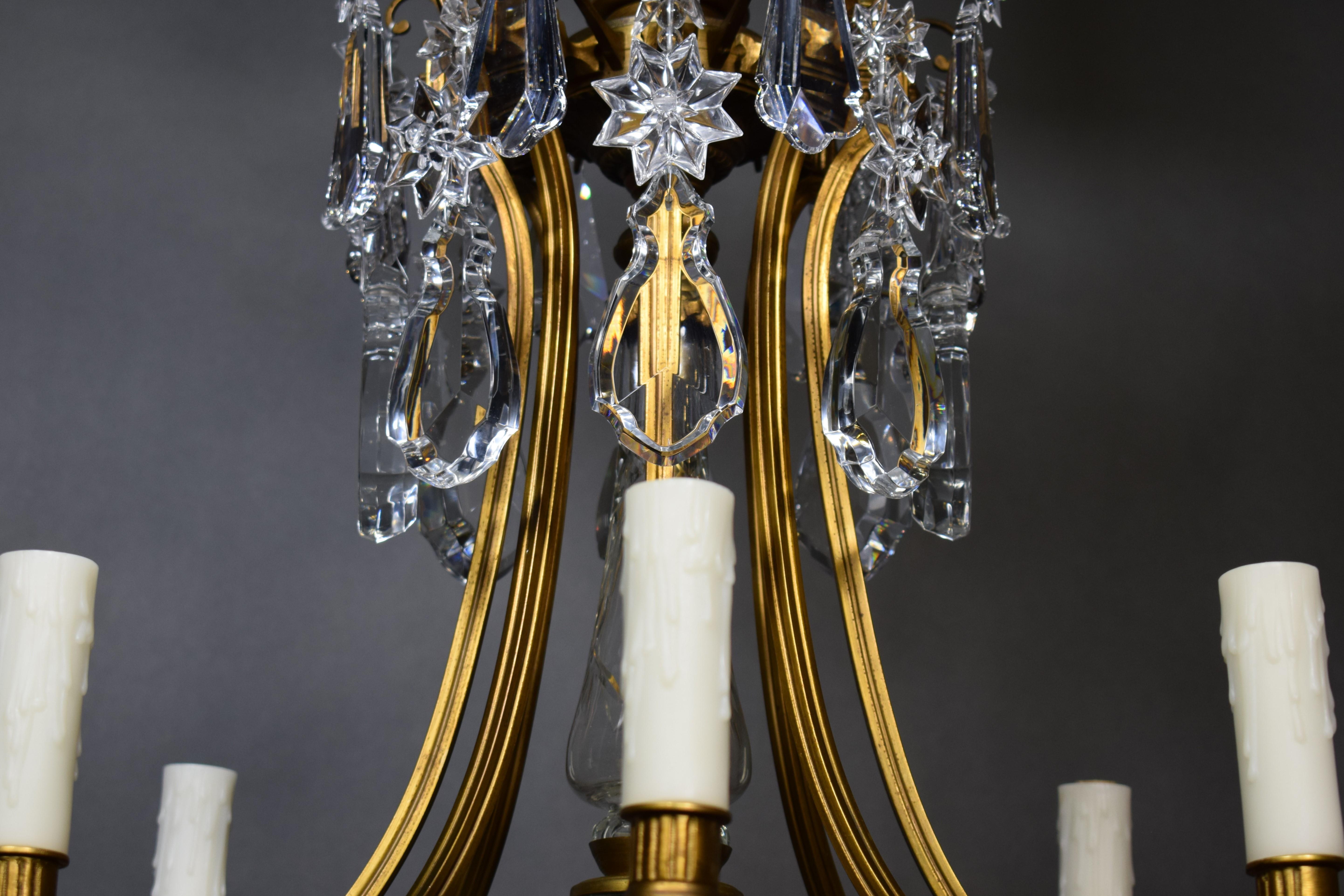 Early 20th Century Bronze & Crystal Chandelier by Baccarat For Sale